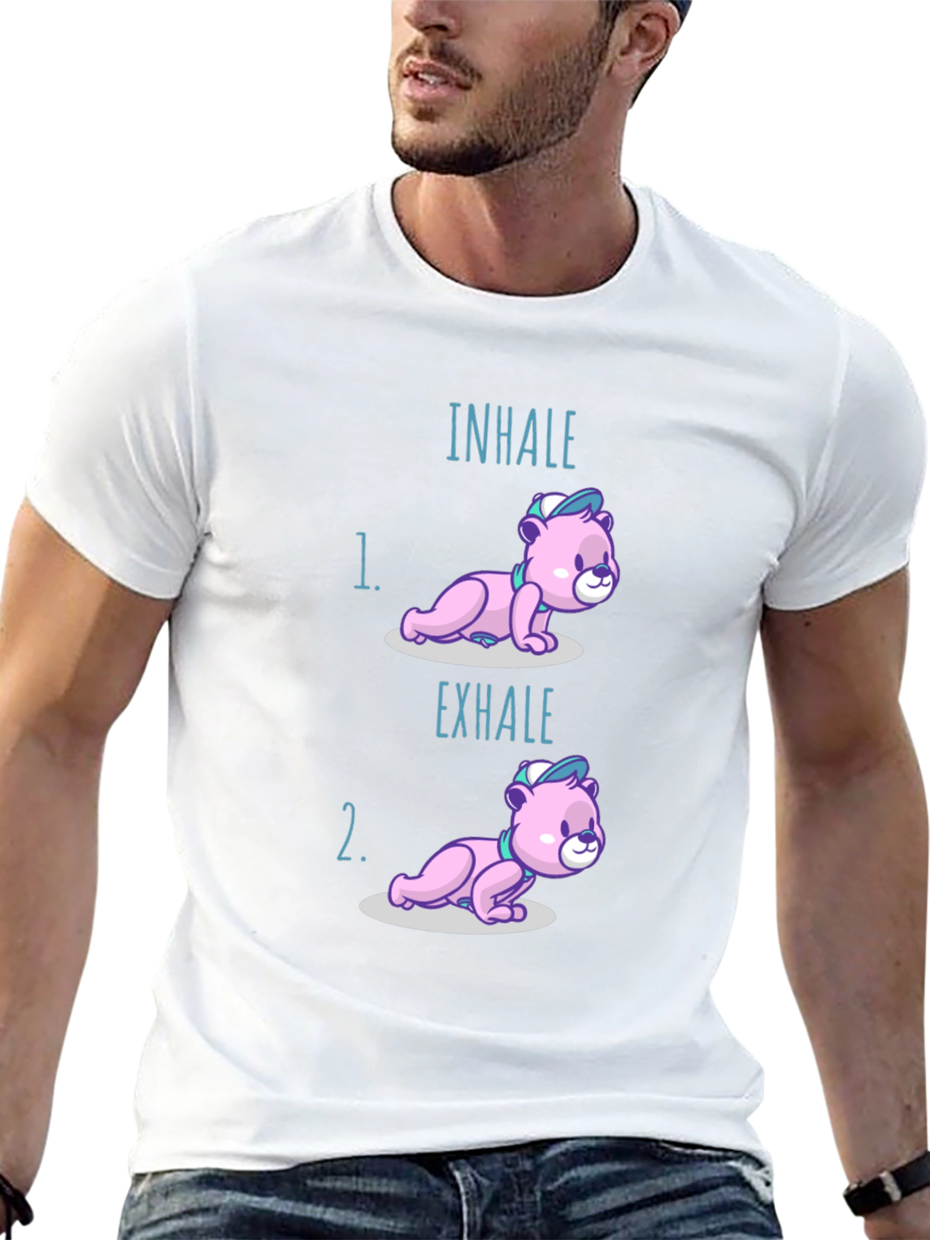 Inhale Exhale Yoga Bear T-Shirt - Meditation Comfort