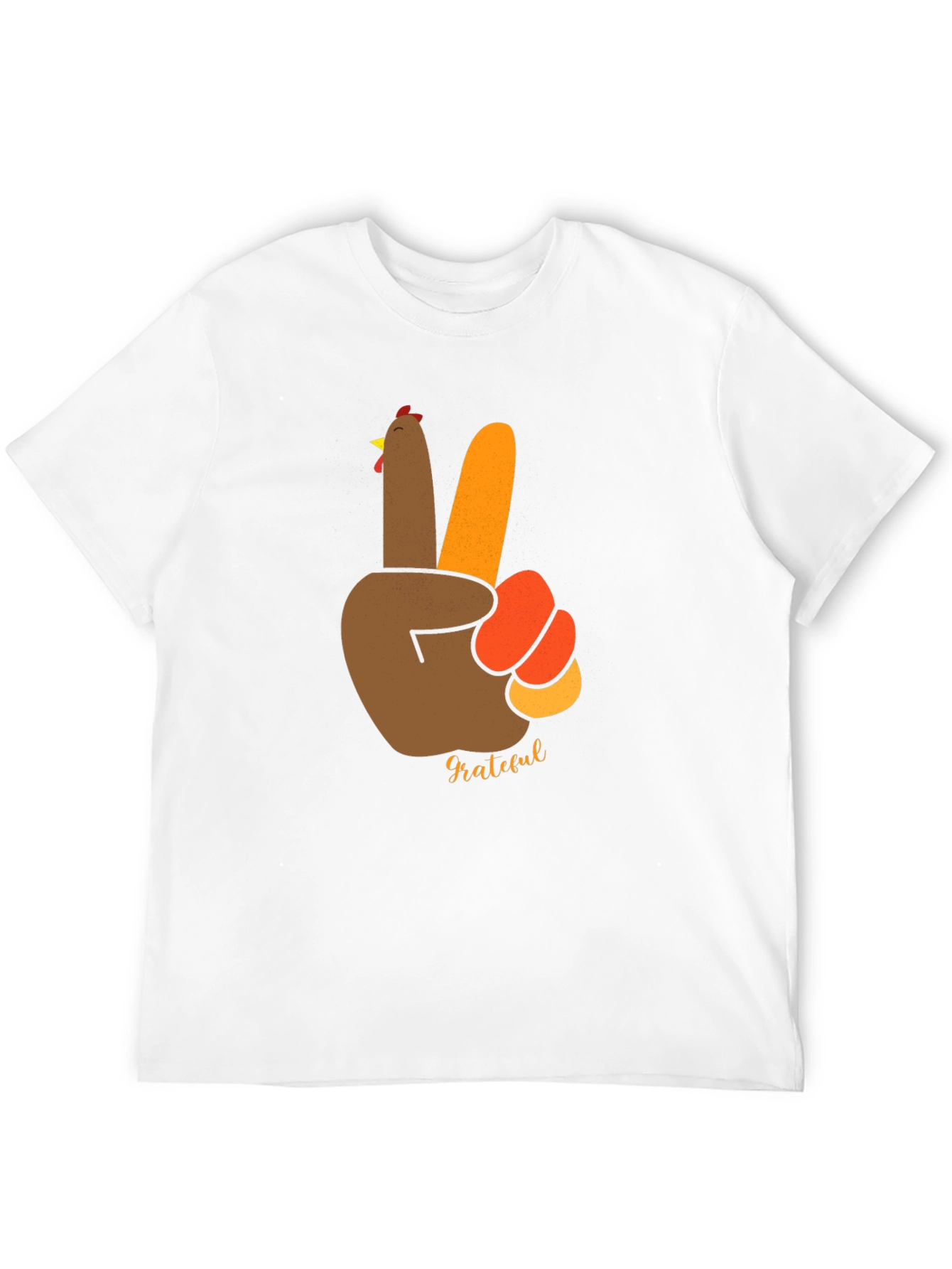 Grateful Thanksgiving Turkey Peace Sign Black T-Shirt