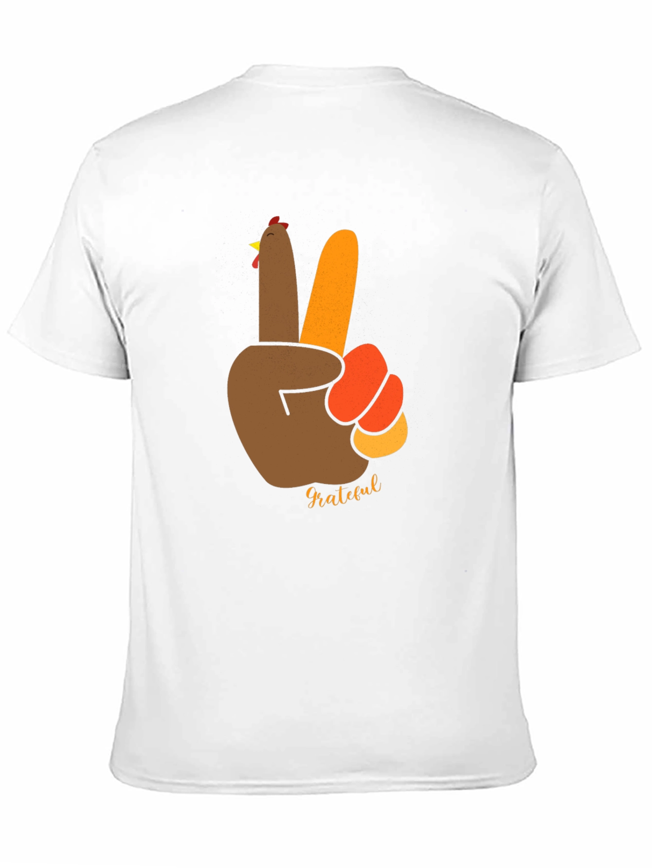 Grateful Thanksgiving Turkey Peace Sign Black T-Shirt