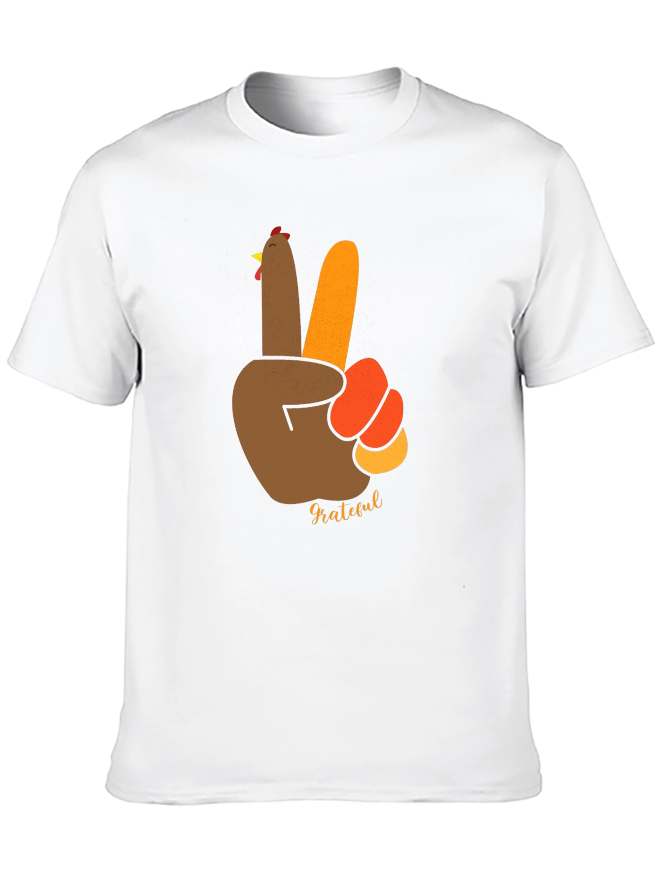 Grateful Thanksgiving Turkey Peace Sign Black T-Shirt