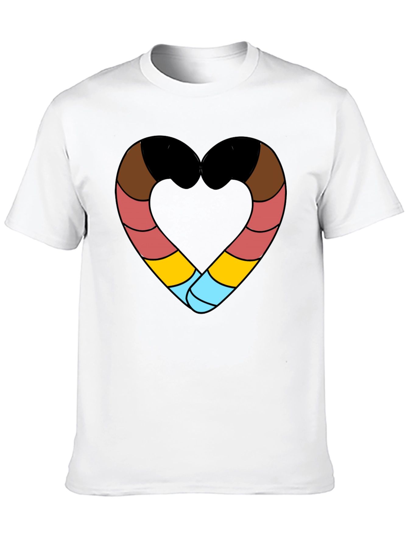 Striped Heart Graphic Black T-Shirt