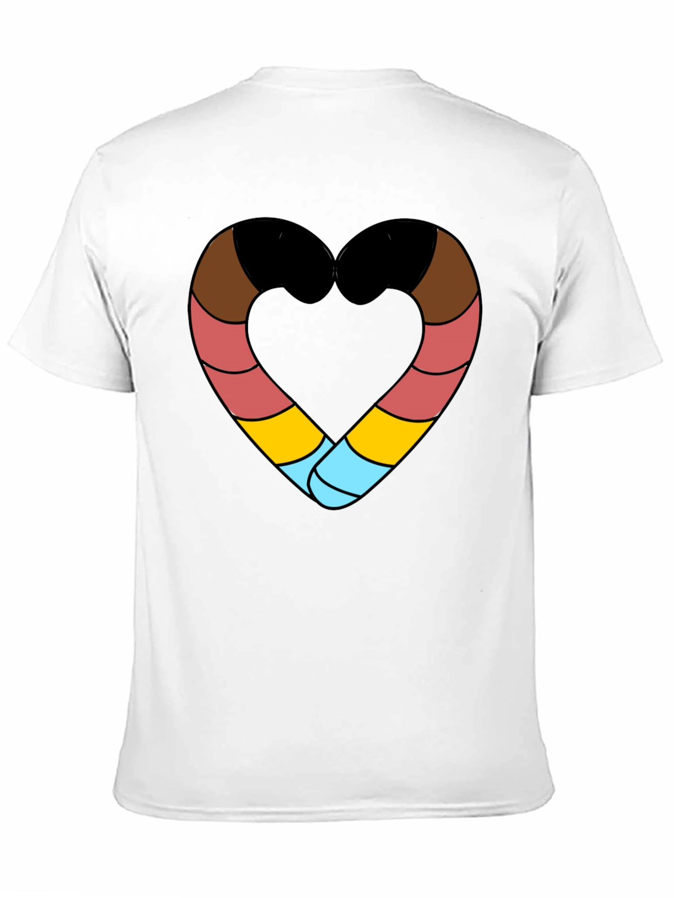 Striped Heart Graphic Black T-Shirt
