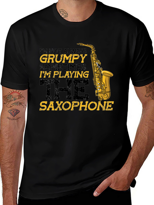 Grumpy Saxophone Player Black T-Shirt