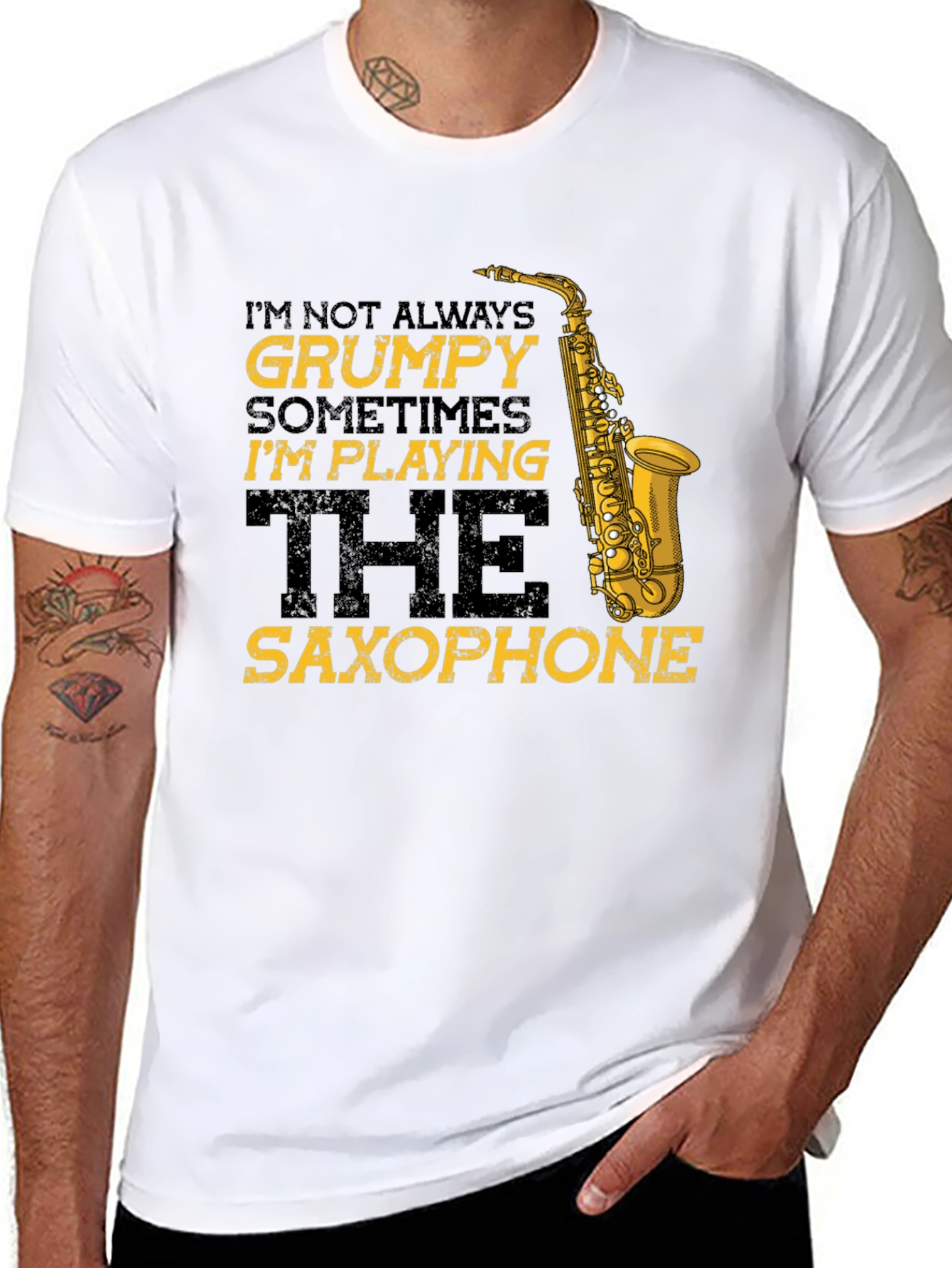 Grumpy Saxophone Player Black T-Shirt