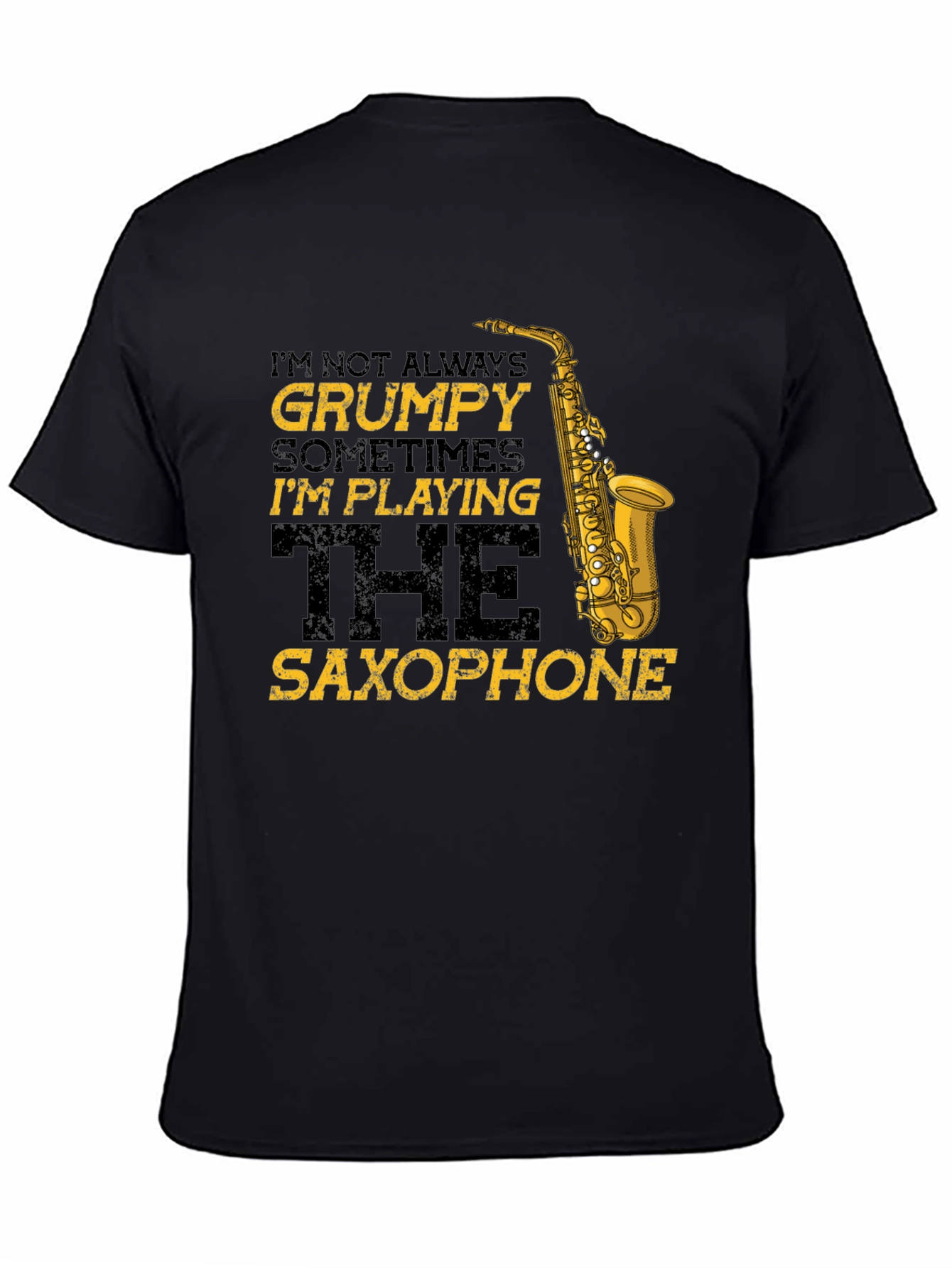 Grumpy Saxophone Player Black T-Shirt