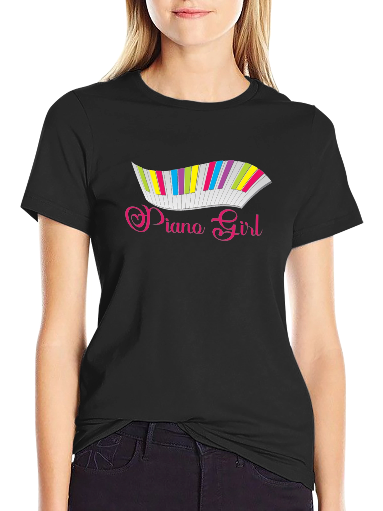 Piano Girl Graphic Tee - Music Lover Shirt