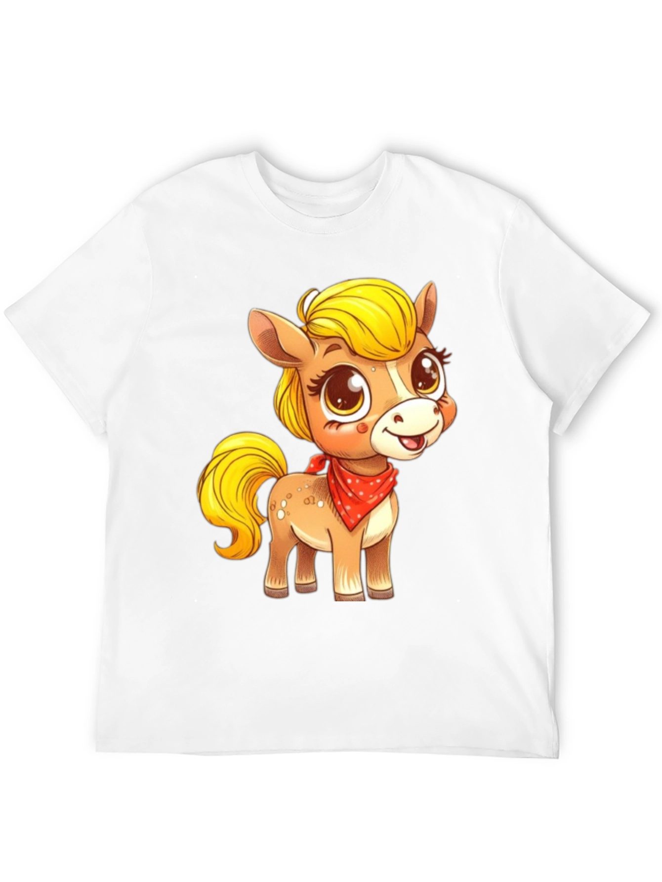 Cute Pony Cartoon Graphic Black T-Shirt