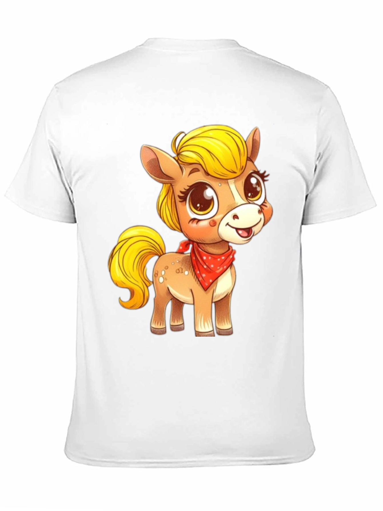 Cute Pony Cartoon Graphic Black T-Shirt