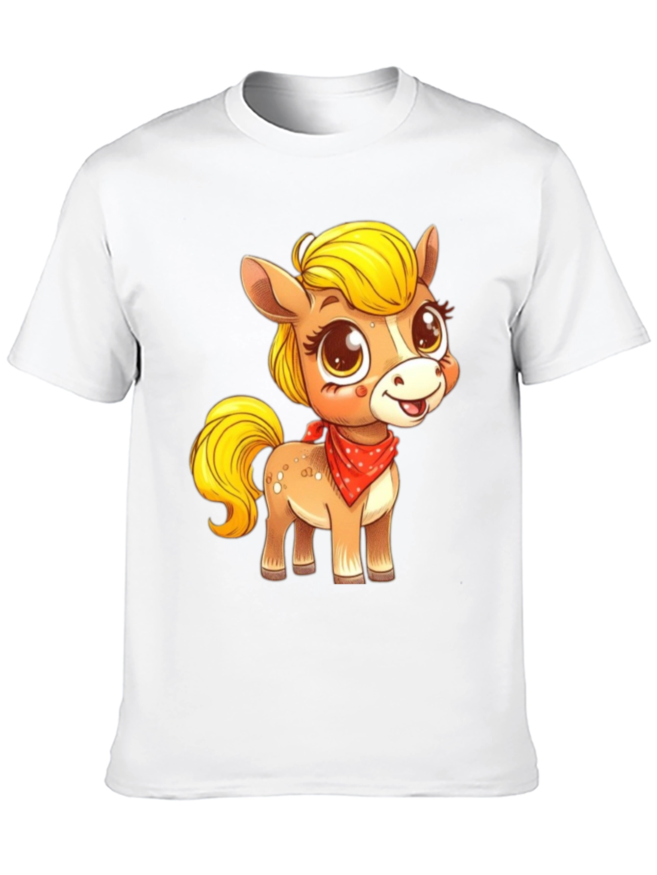 Cute Pony Cartoon Graphic Black T-Shirt
