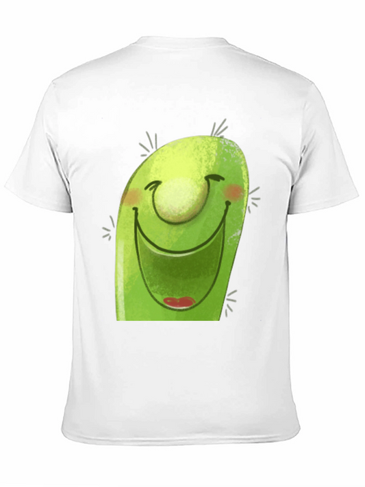 Smiling Avocado Cartoon Black T-Shirt