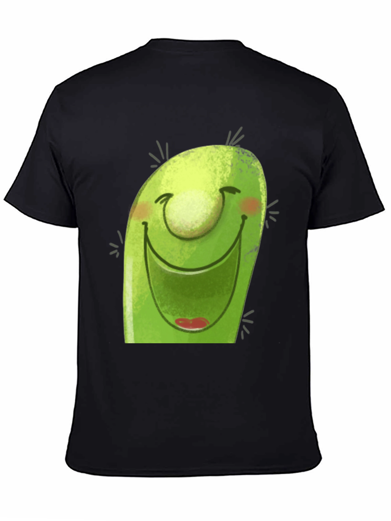 Smiling Avocado Cartoon Black T-Shirt