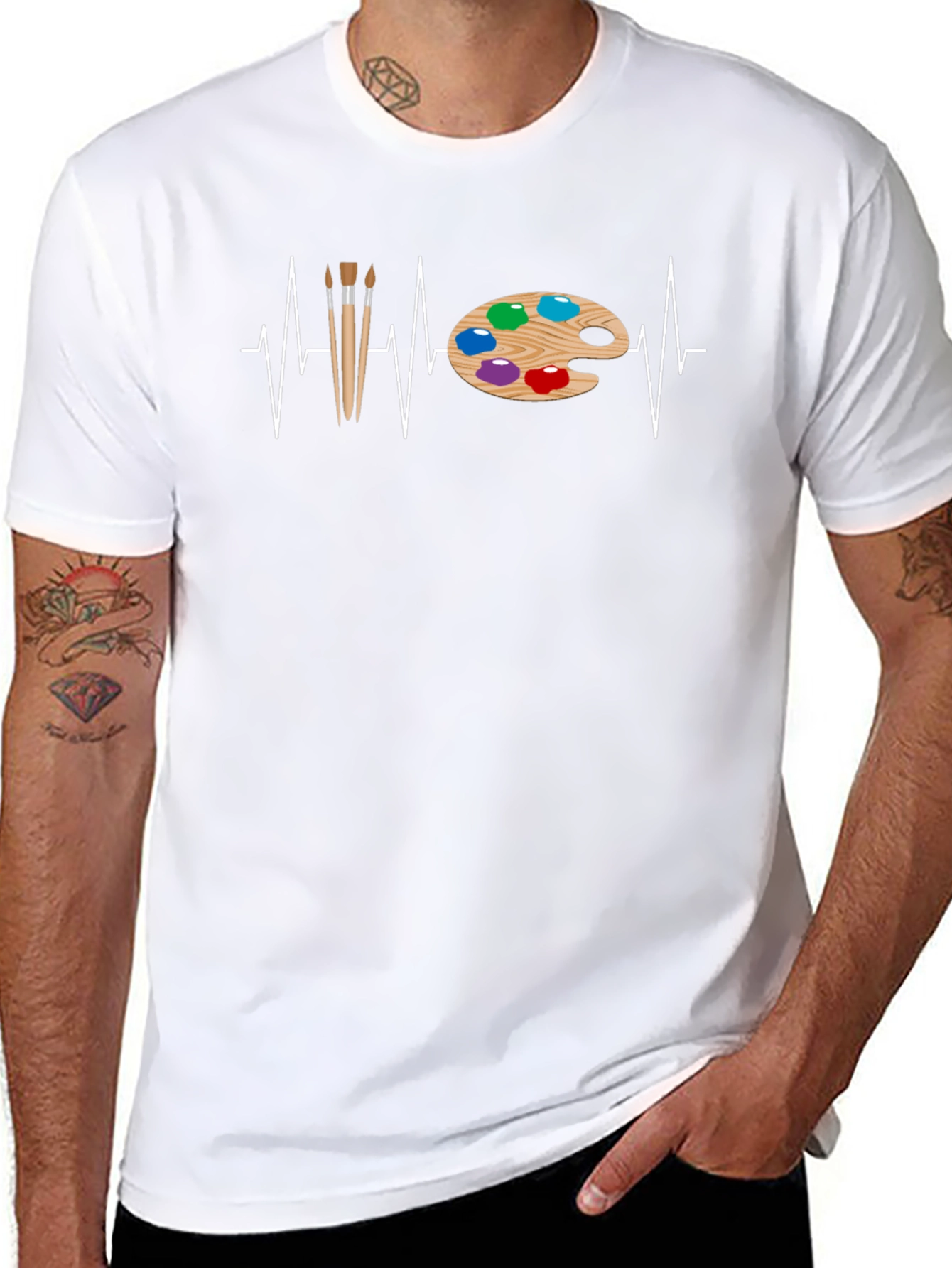 Artist Heartbeat T-Shirt - Painting Palette & Brush Design