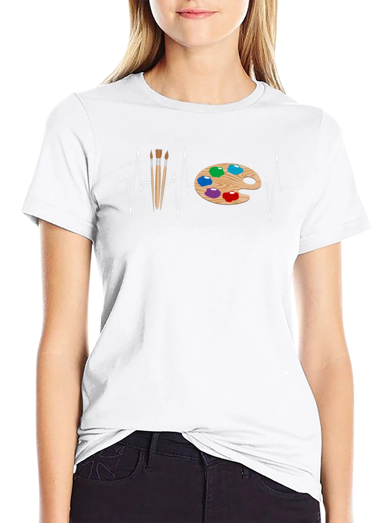 Artist Heartbeat T-Shirt - Painting Palette & Brush Design