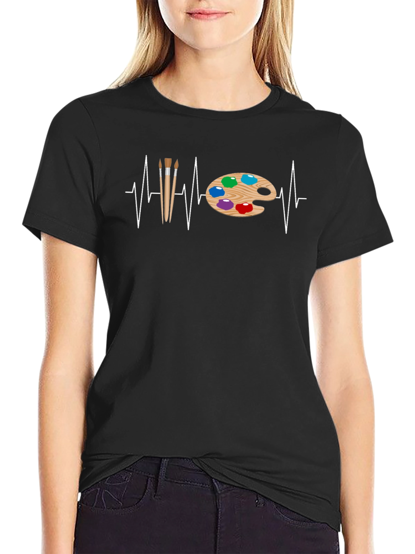 Artist Heartbeat T-Shirt - Painting Palette & Brush Design