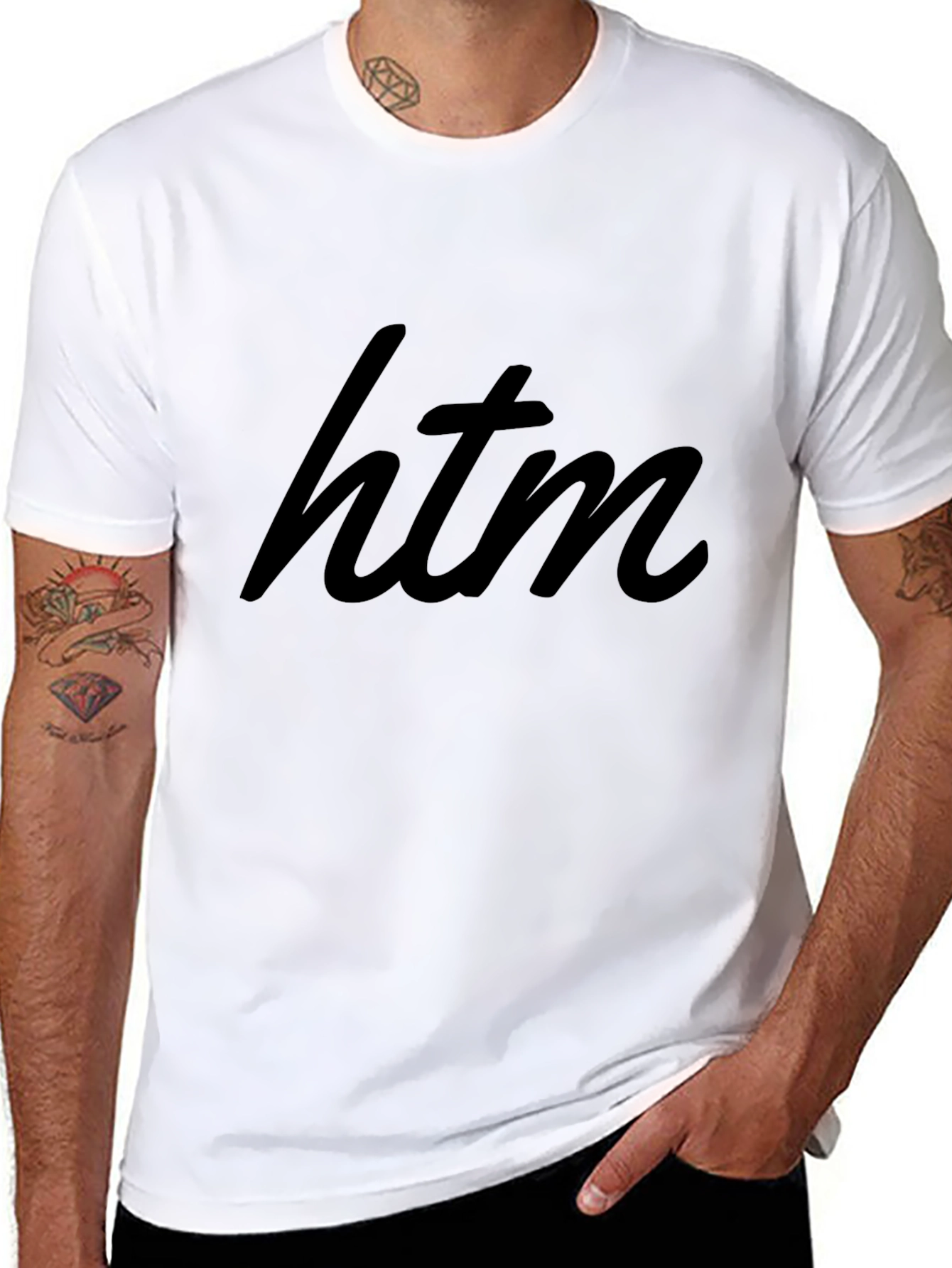 Stylish Black HTM Graphic Tee - Modern Casual Wear