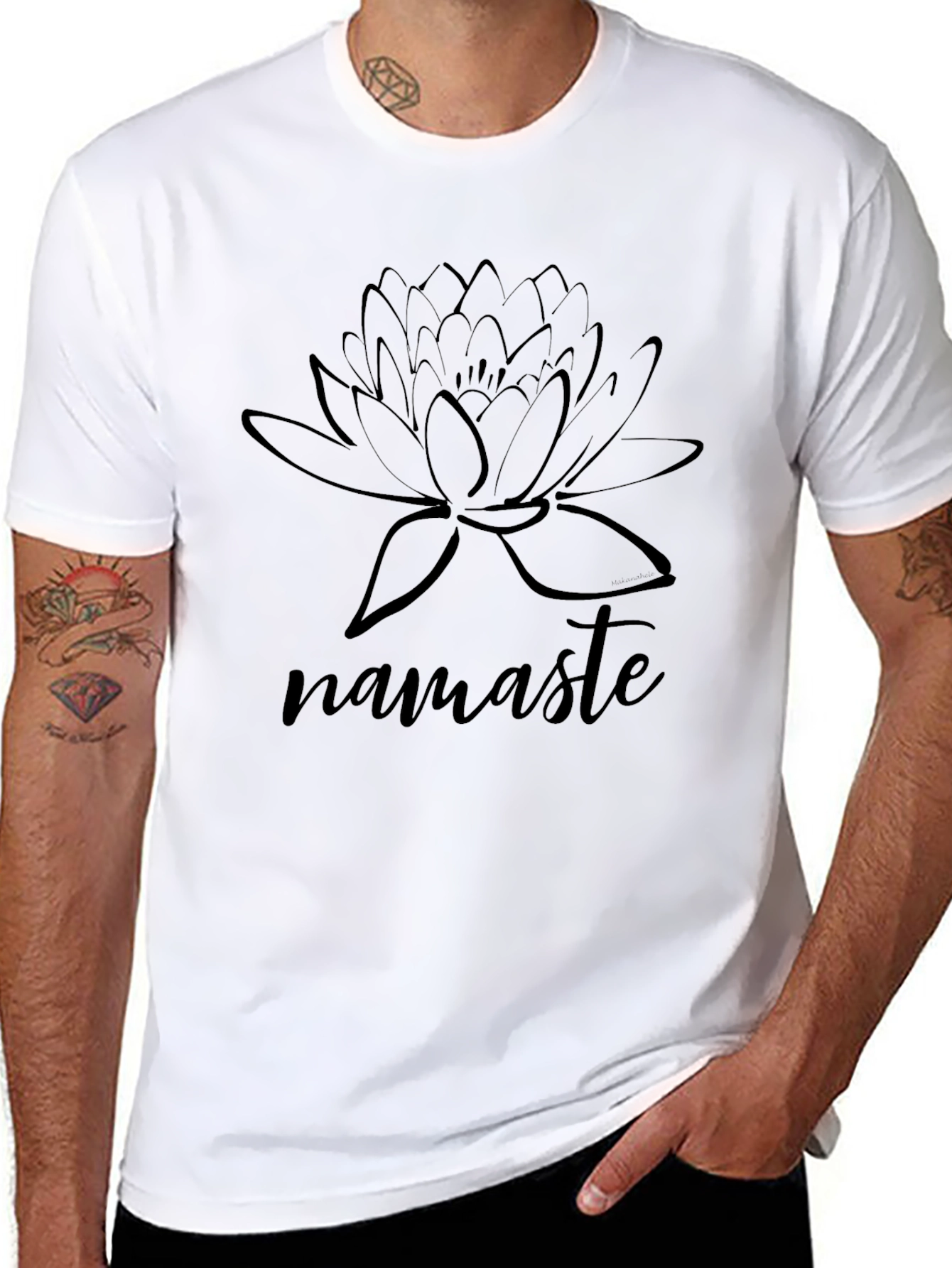 Namaste Lotus Flower Graphic Tee - Black Cotton T-Shirt