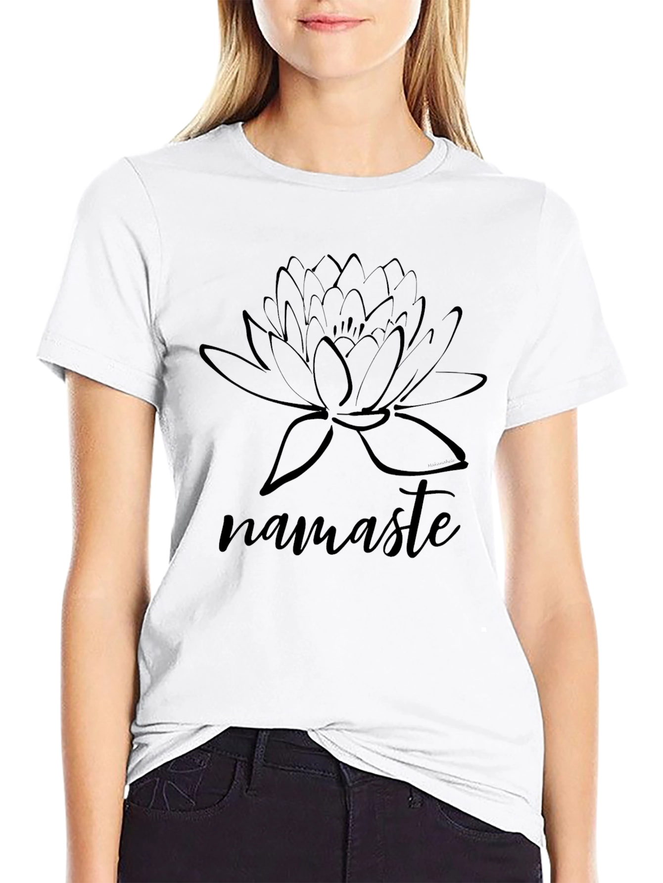 Namaste Lotus Flower Graphic Tee - Black Cotton T-Shirt