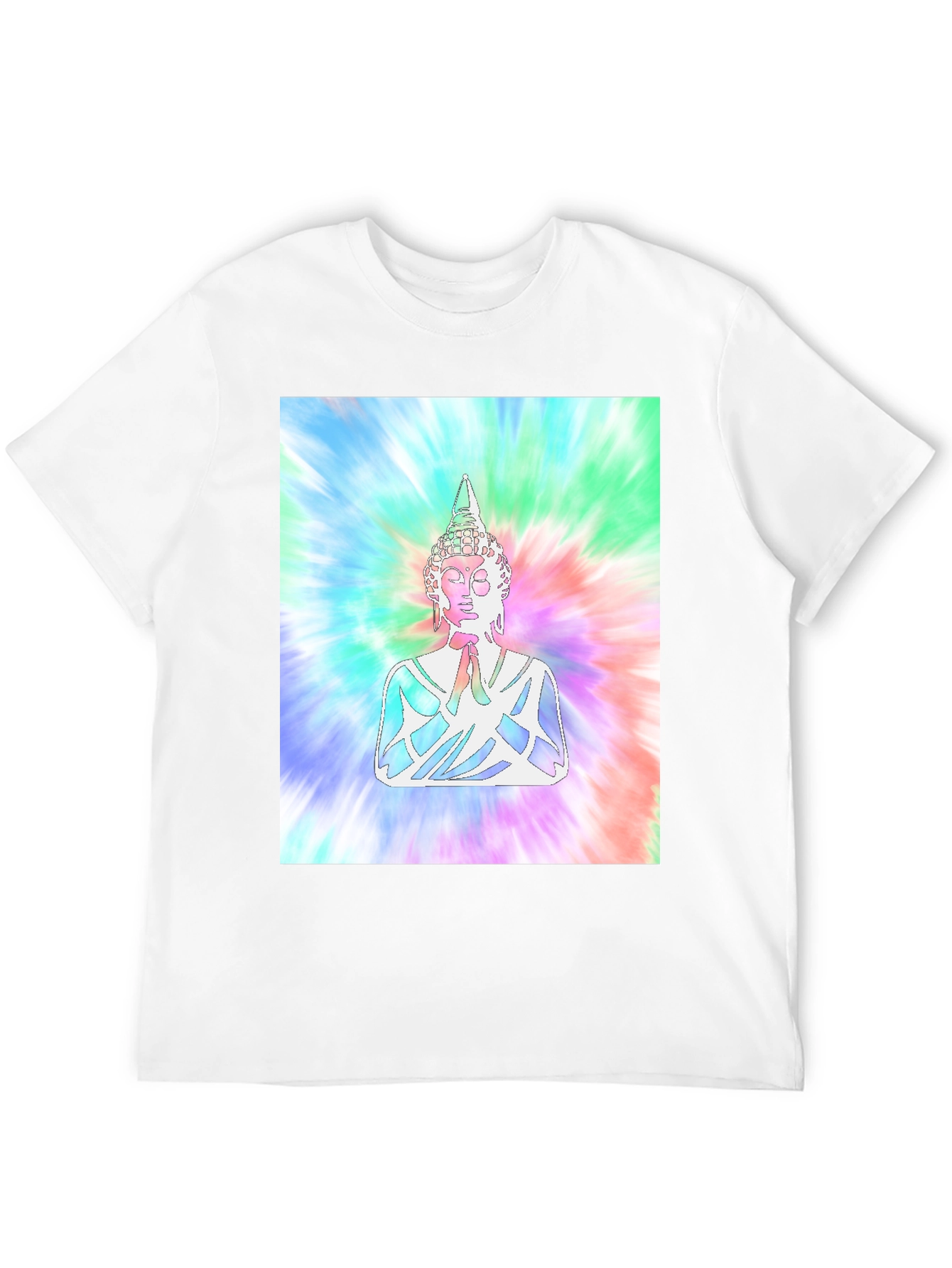 Tie-Dye Buddha Graphic Print T-Shirt