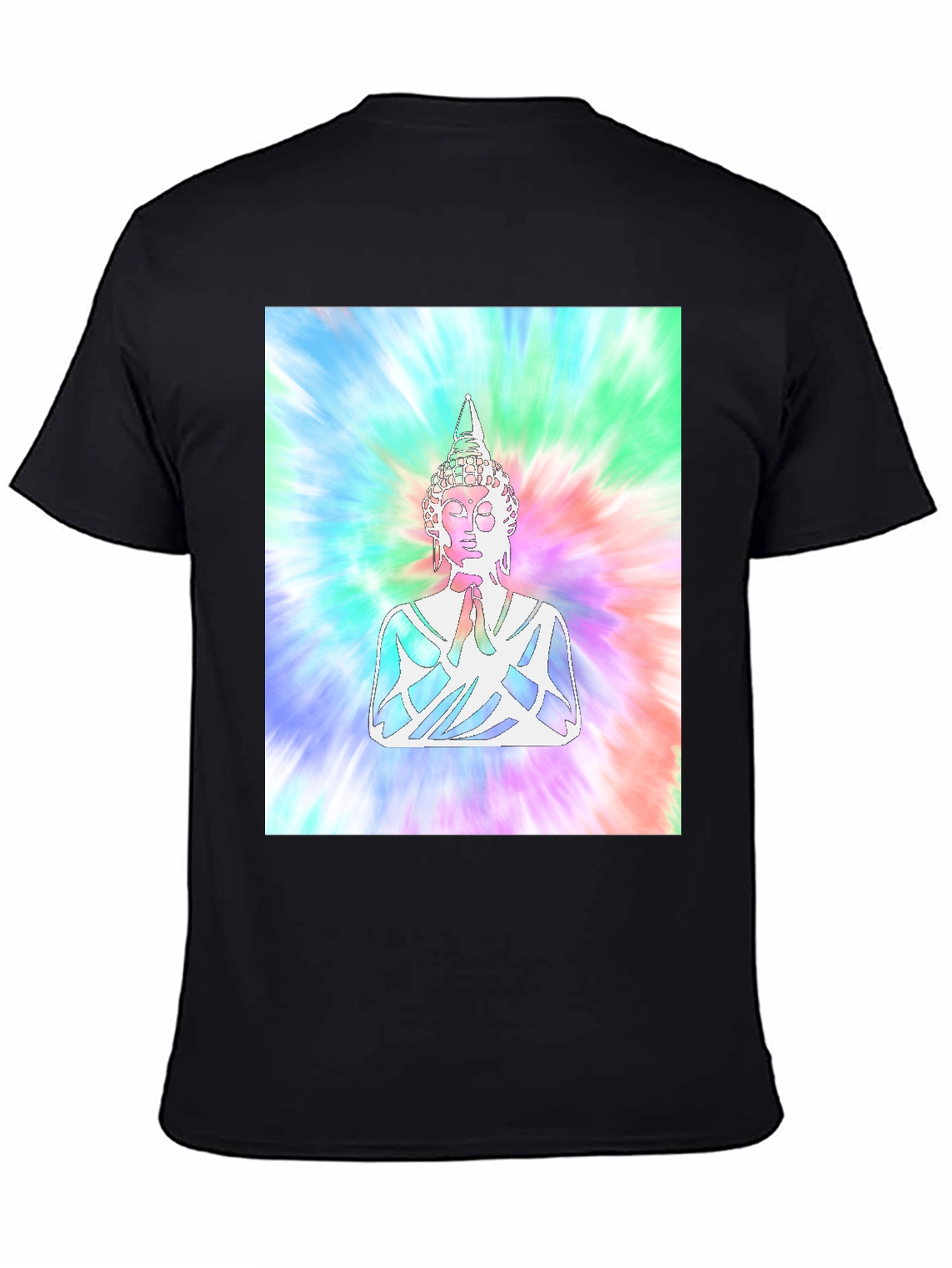 Tie-Dye Buddha Graphic Print T-Shirt