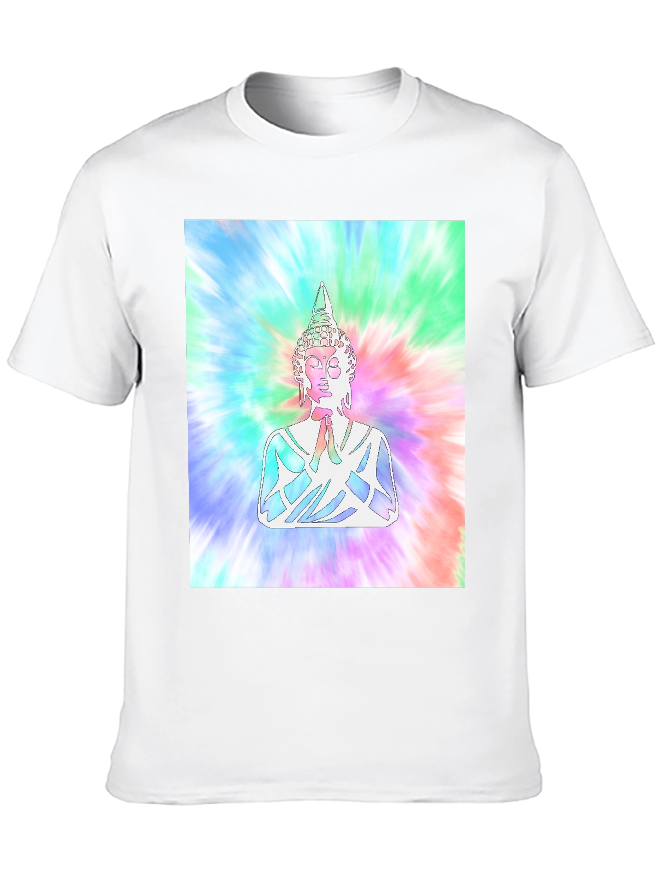 Tie-Dye Buddha Graphic Print T-Shirt