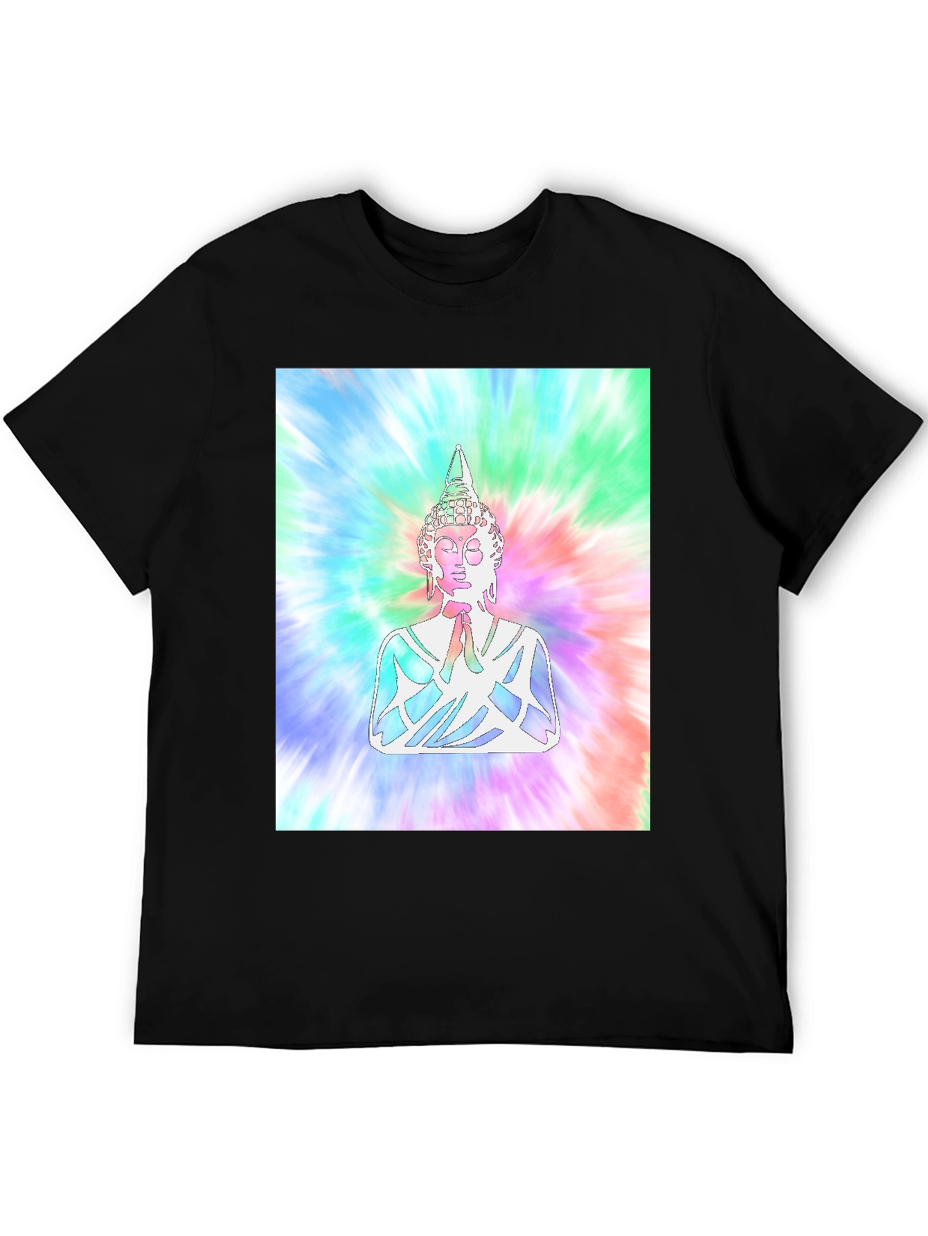 Tie-Dye Buddha Graphic Print T-Shirt