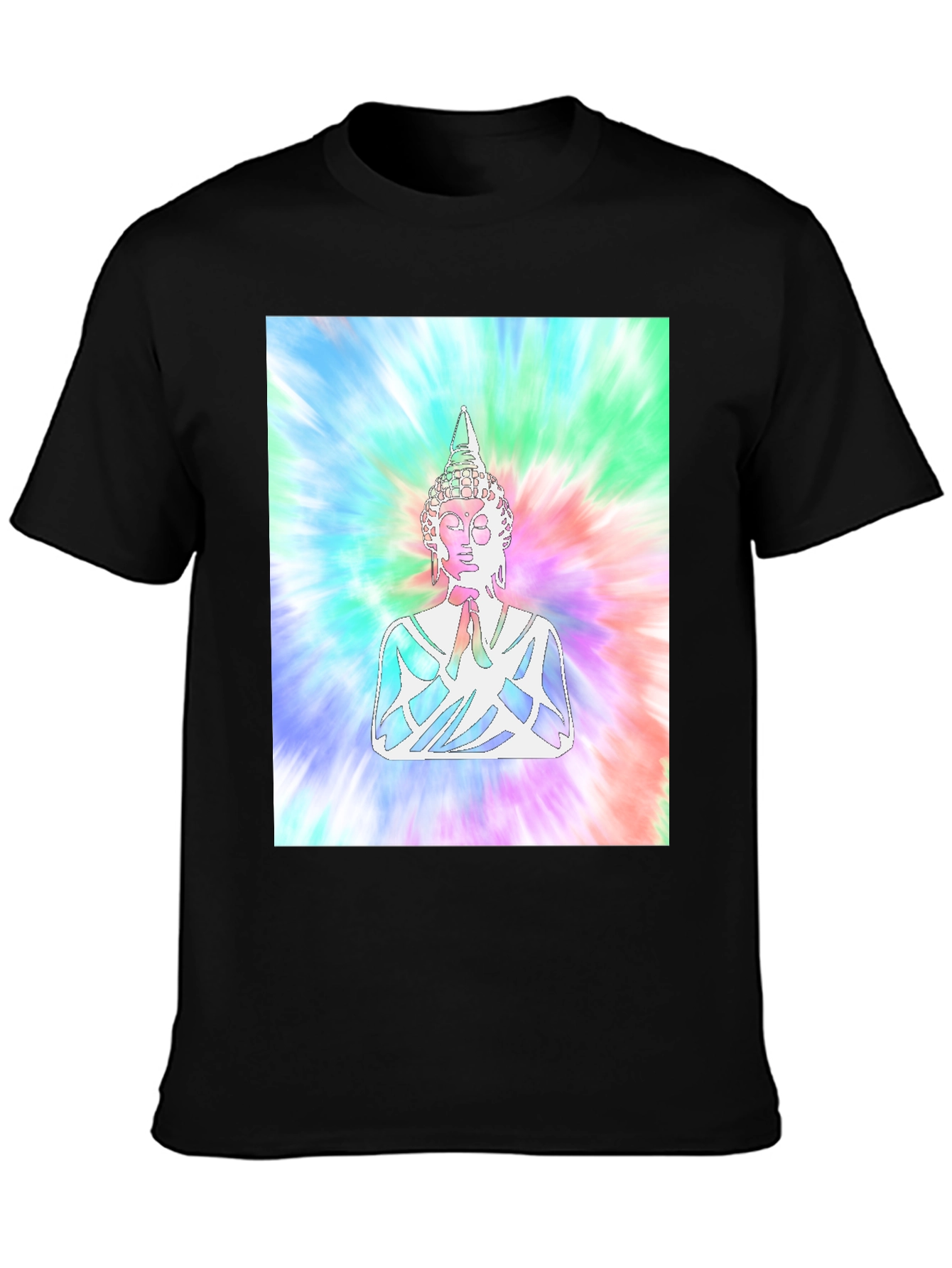 Tie-Dye Buddha Graphic Print T-Shirt