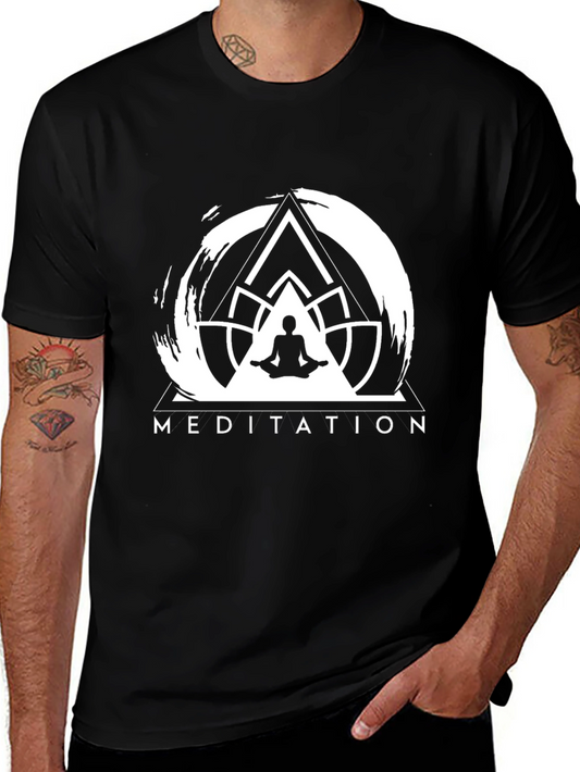 Meditation Graphic Tee - Black Cotton Comfort