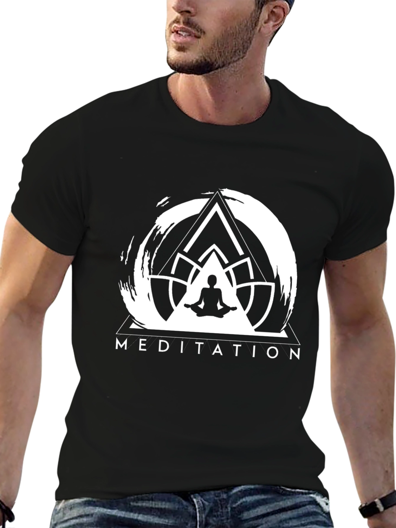 Meditation Graphic Tee - Black Cotton Comfort