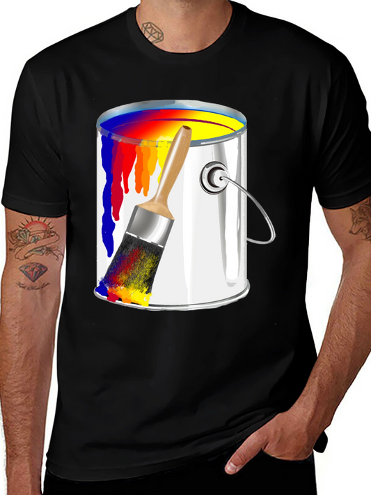 Colorful Paint Can Graphic Tee - Artistic Design T-Shirt