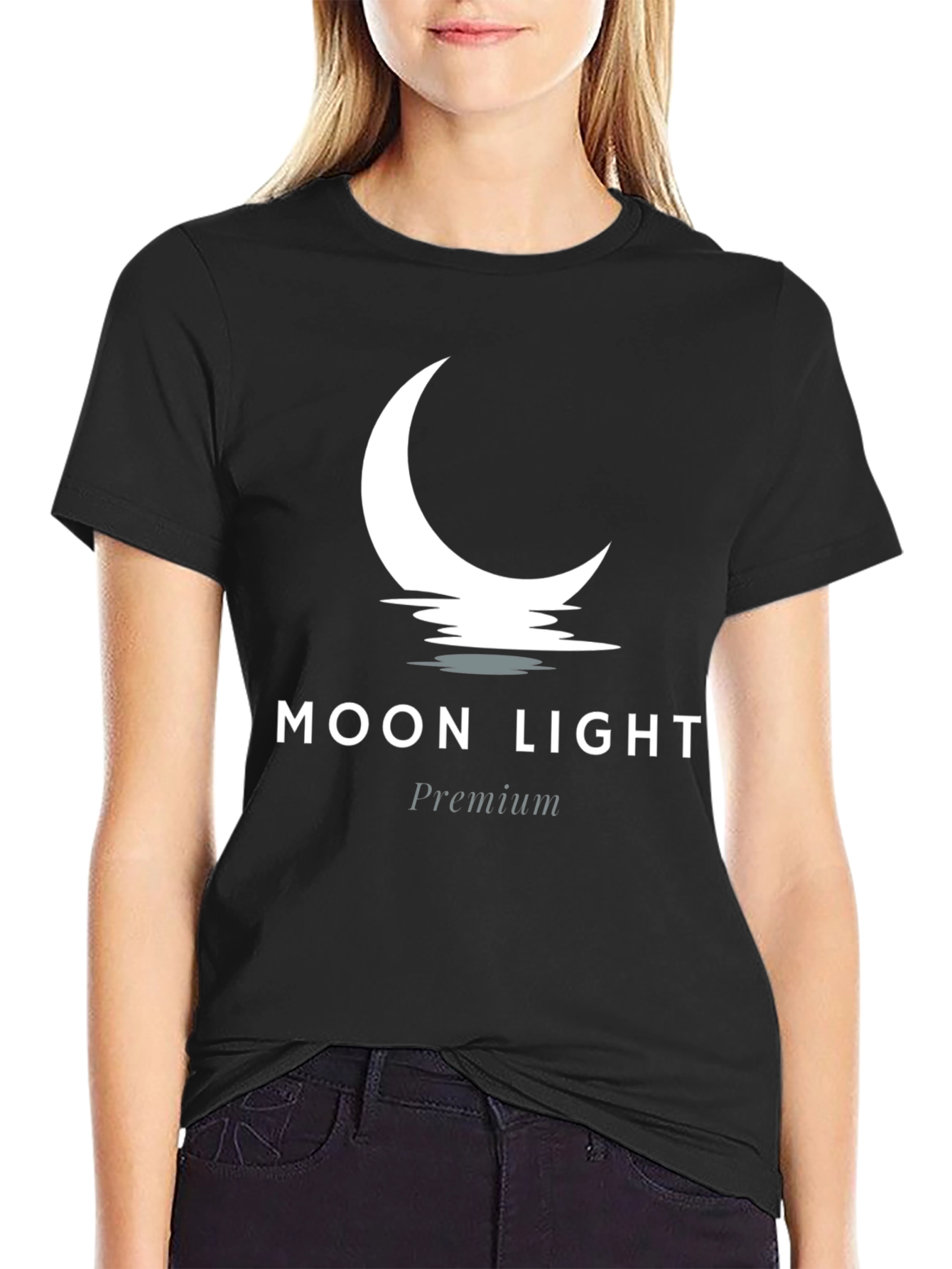 Moon Light Premium Black Graphic Tee