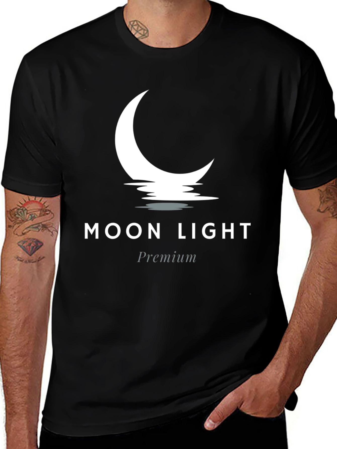 Moon Light Premium Black Graphic Tee