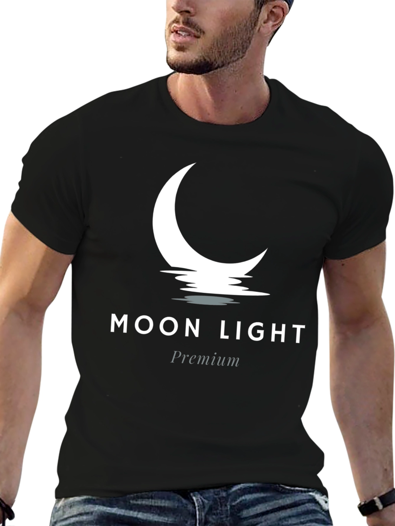 Moon Light Premium Black Graphic Tee