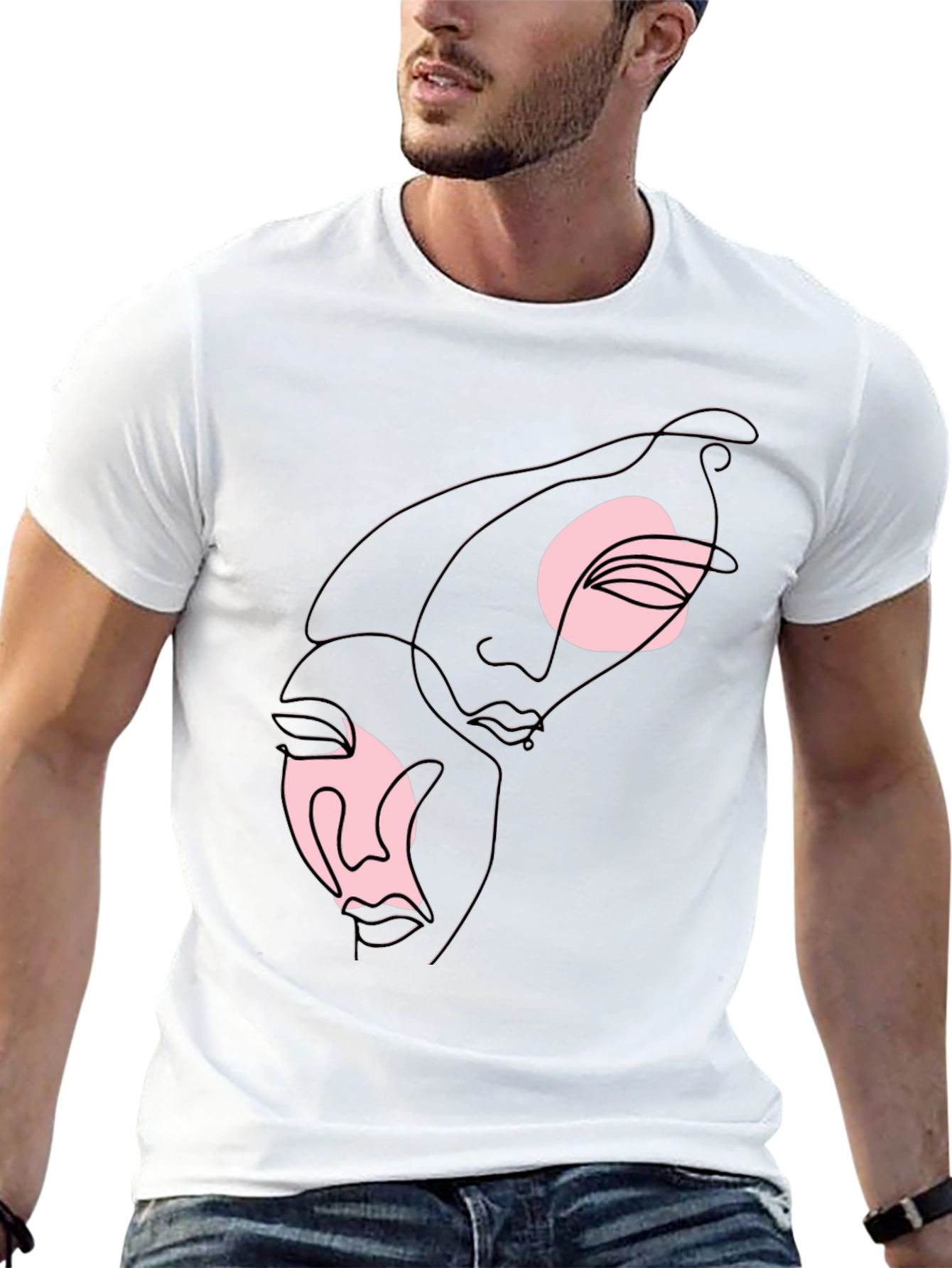 Abstract Faces Graphic Tee - Black