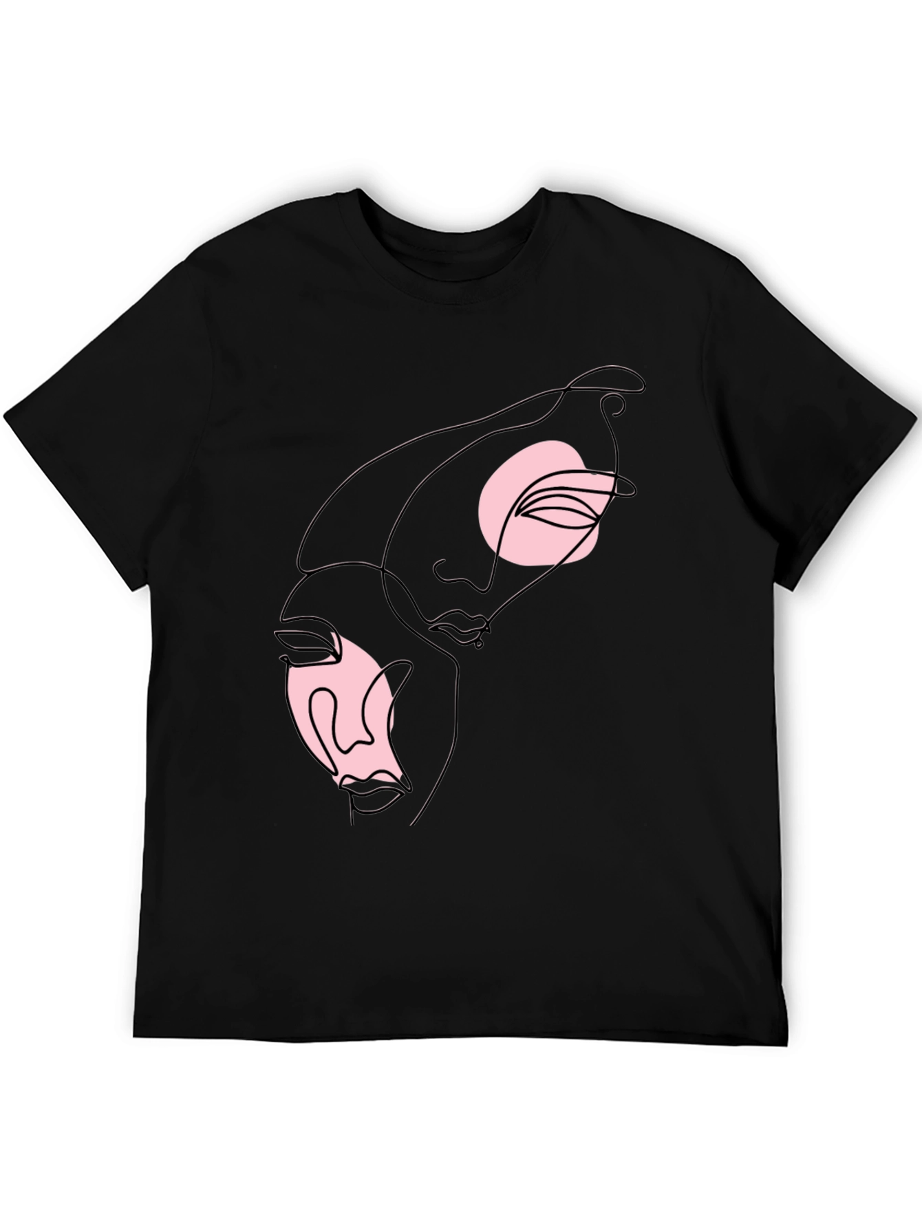 Abstract Faces Graphic Tee - Black