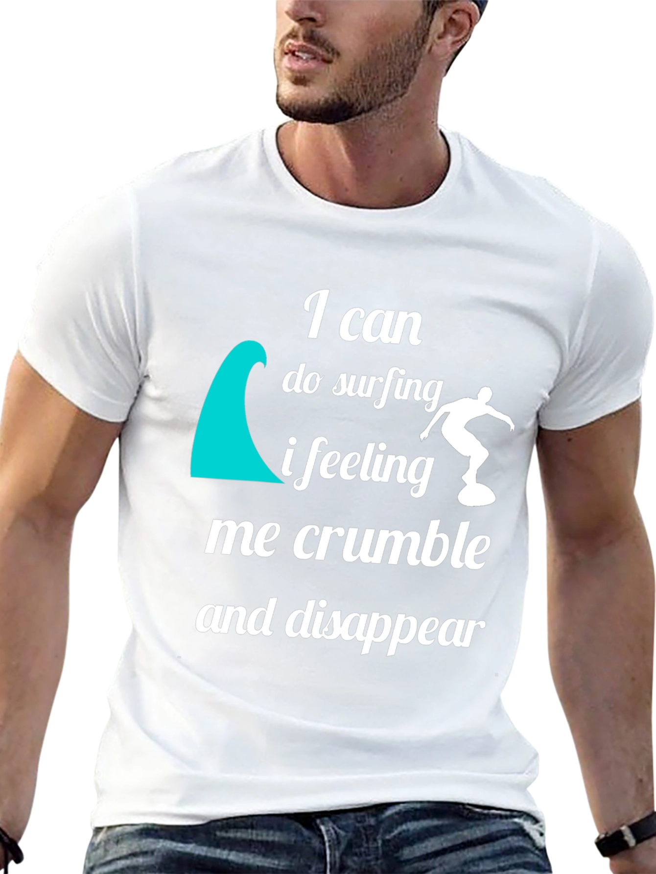 Surfing Quote Graphic T-Shirt - Black Crew Neck Tee