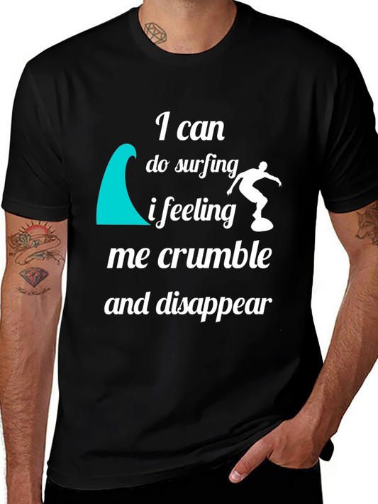 Surfing Quote Graphic T-Shirt - Black Crew Neck Tee