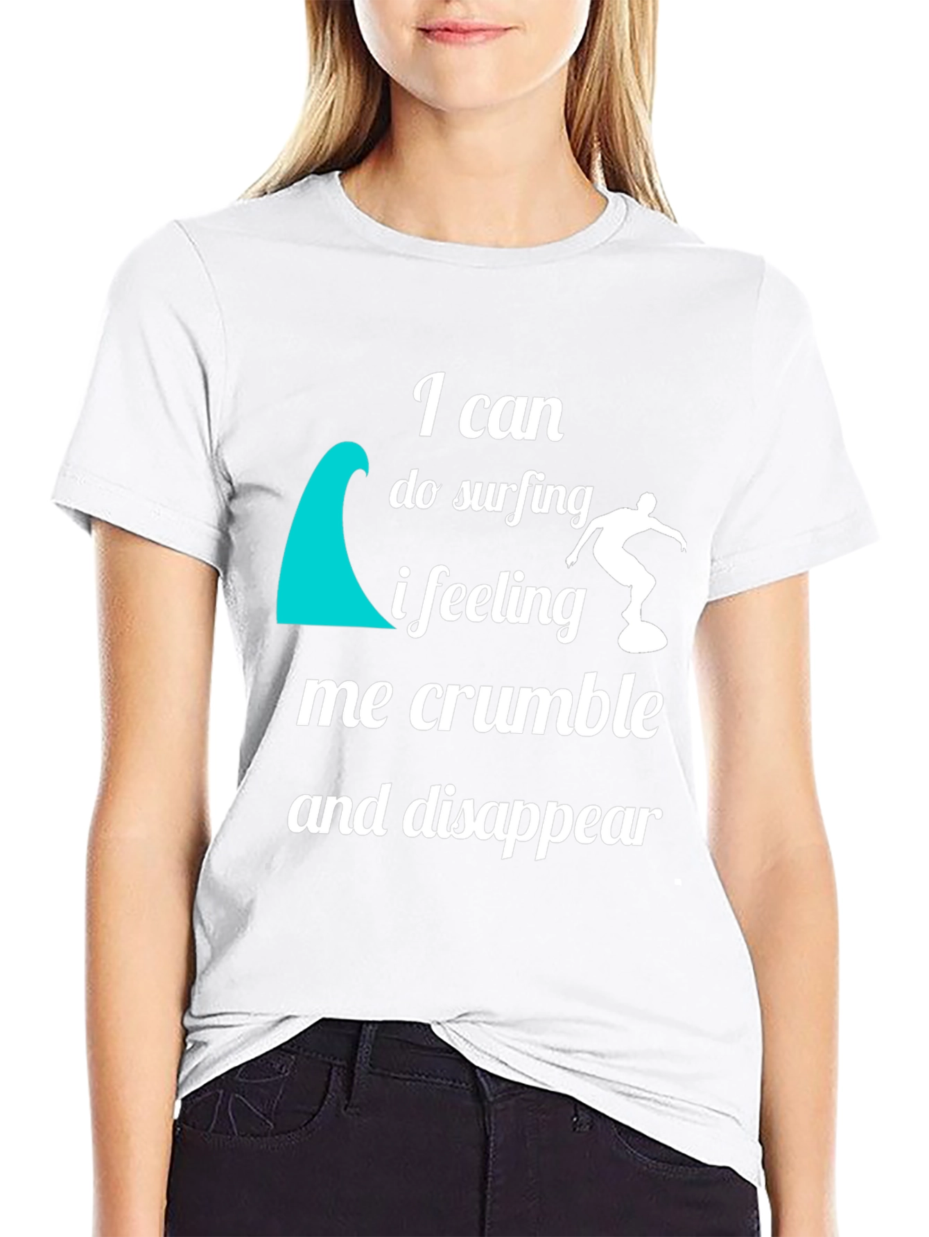 Surfing Quote Graphic T-Shirt - Black Crew Neck Tee