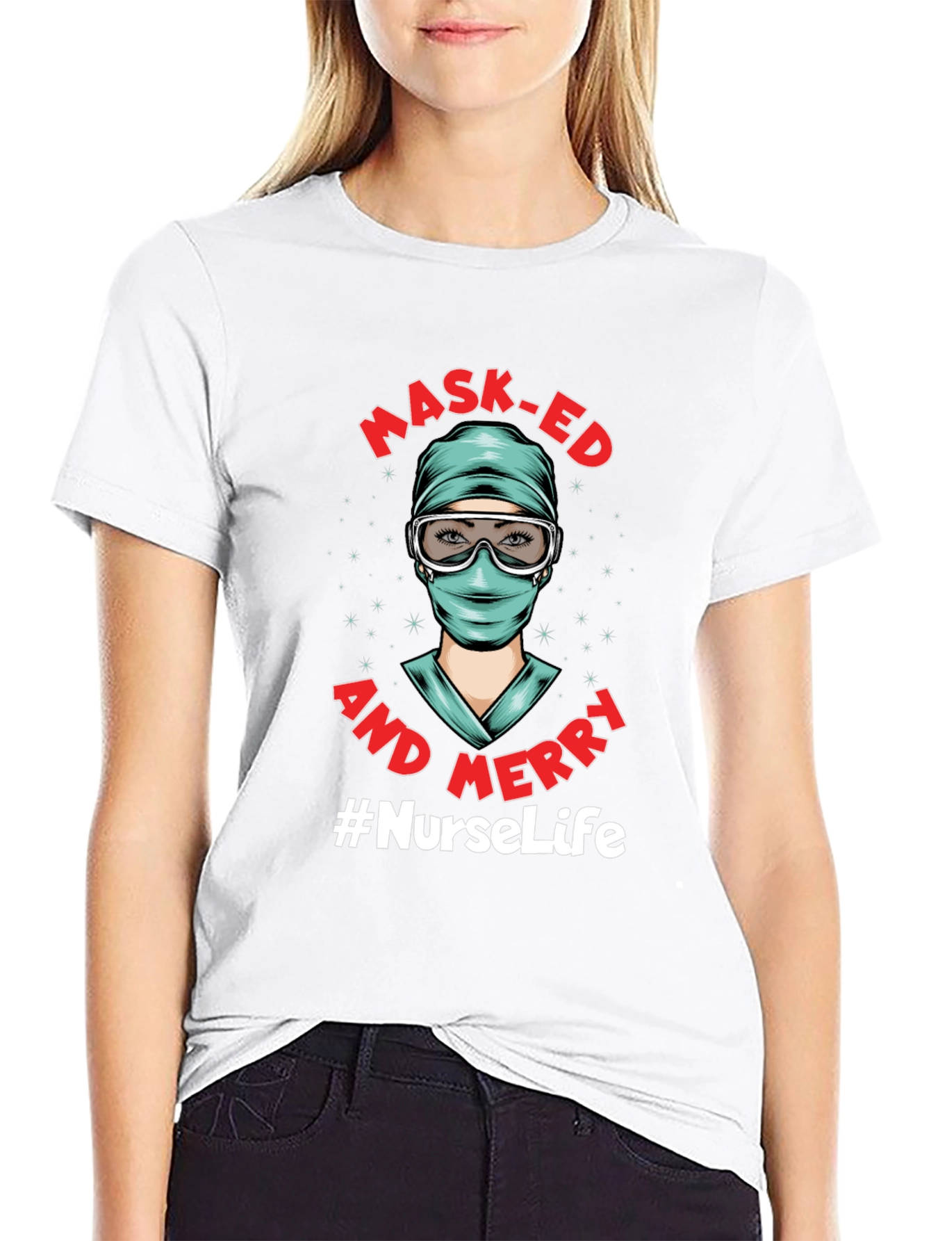 Masked and Merry #NurseLife T-Shirt