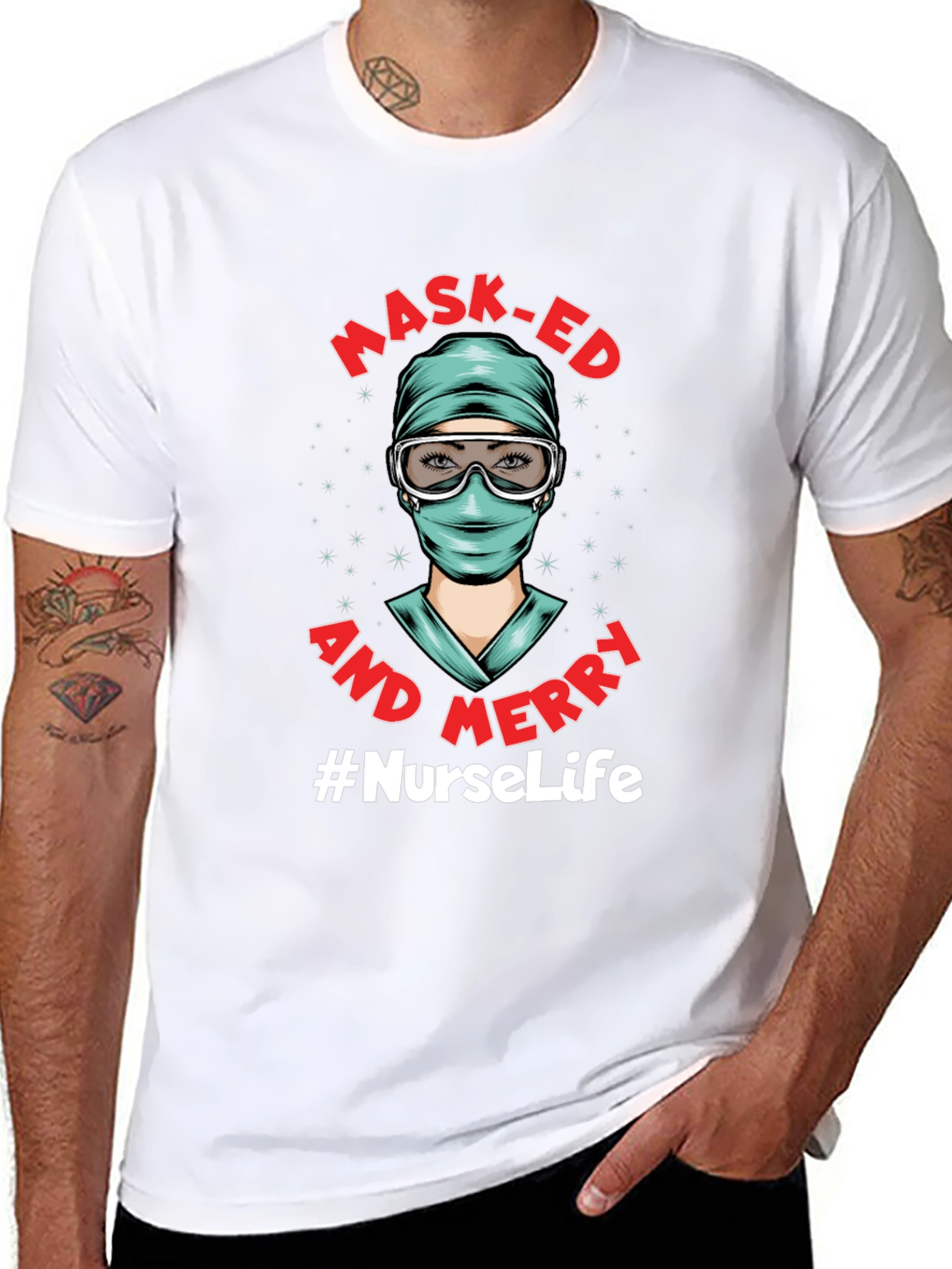 Masked and Merry #NurseLife T-Shirt