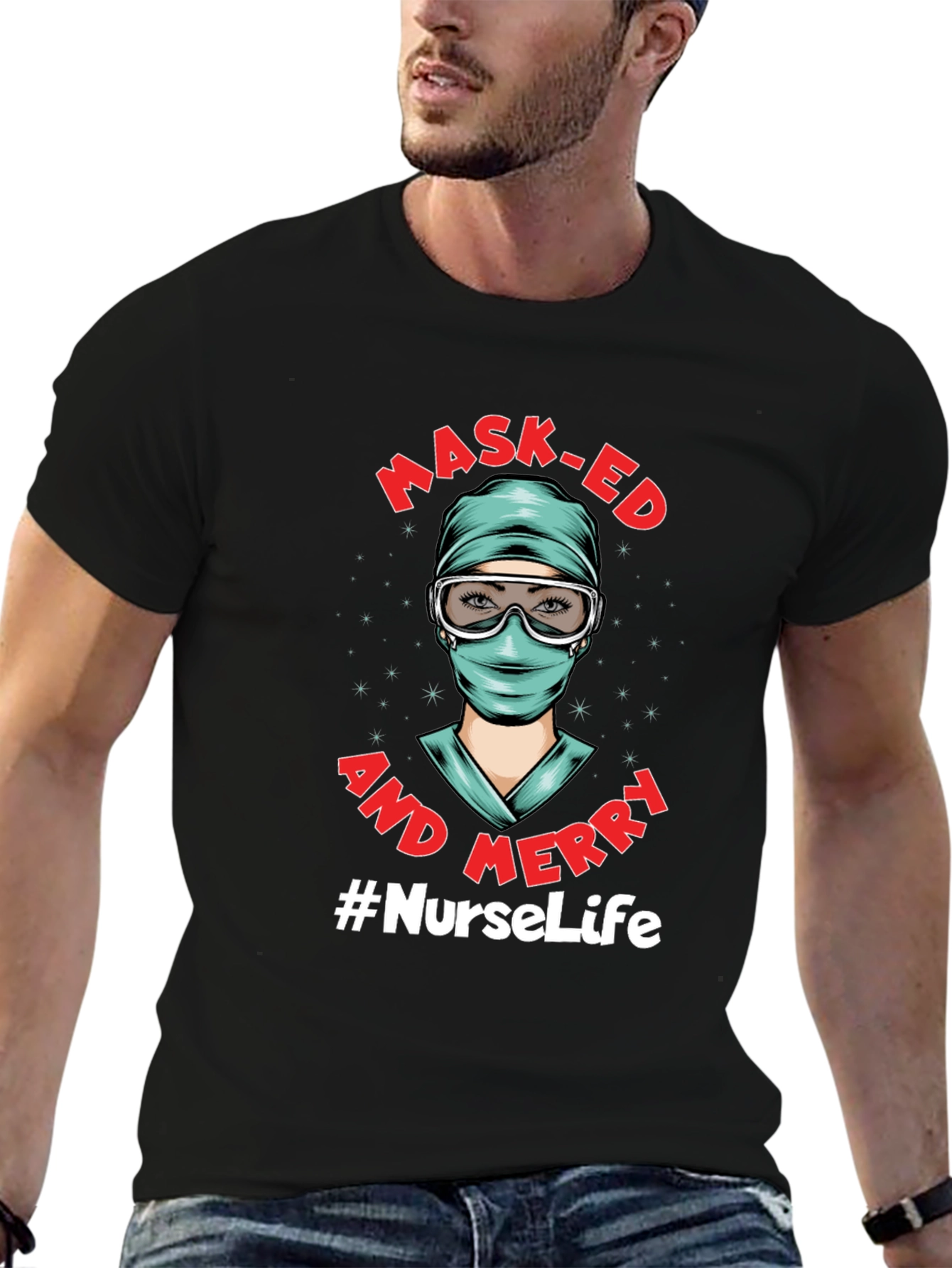 Masked and Merry #NurseLife T-Shirt
