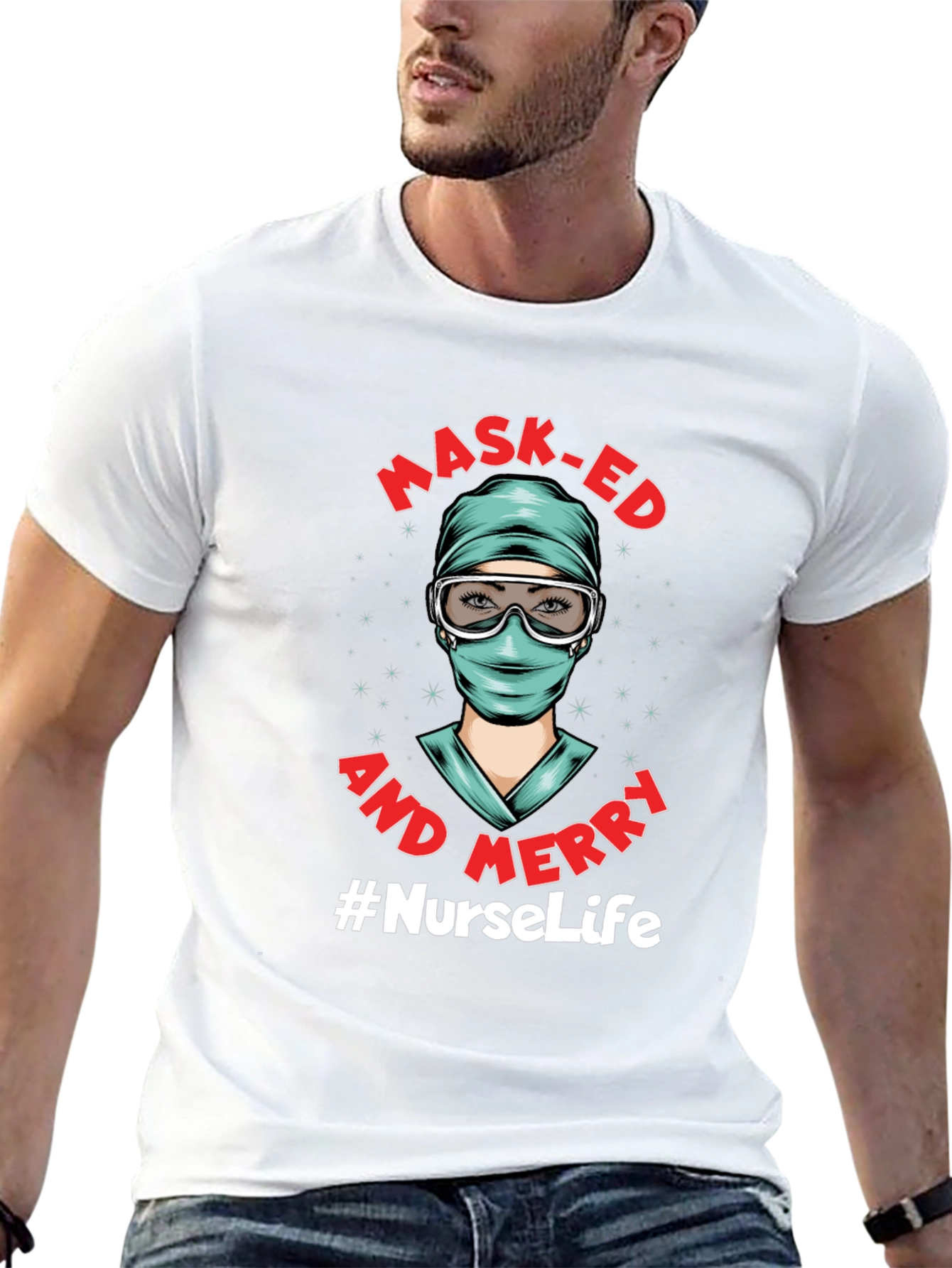 Masked and Merry #NurseLife T-Shirt