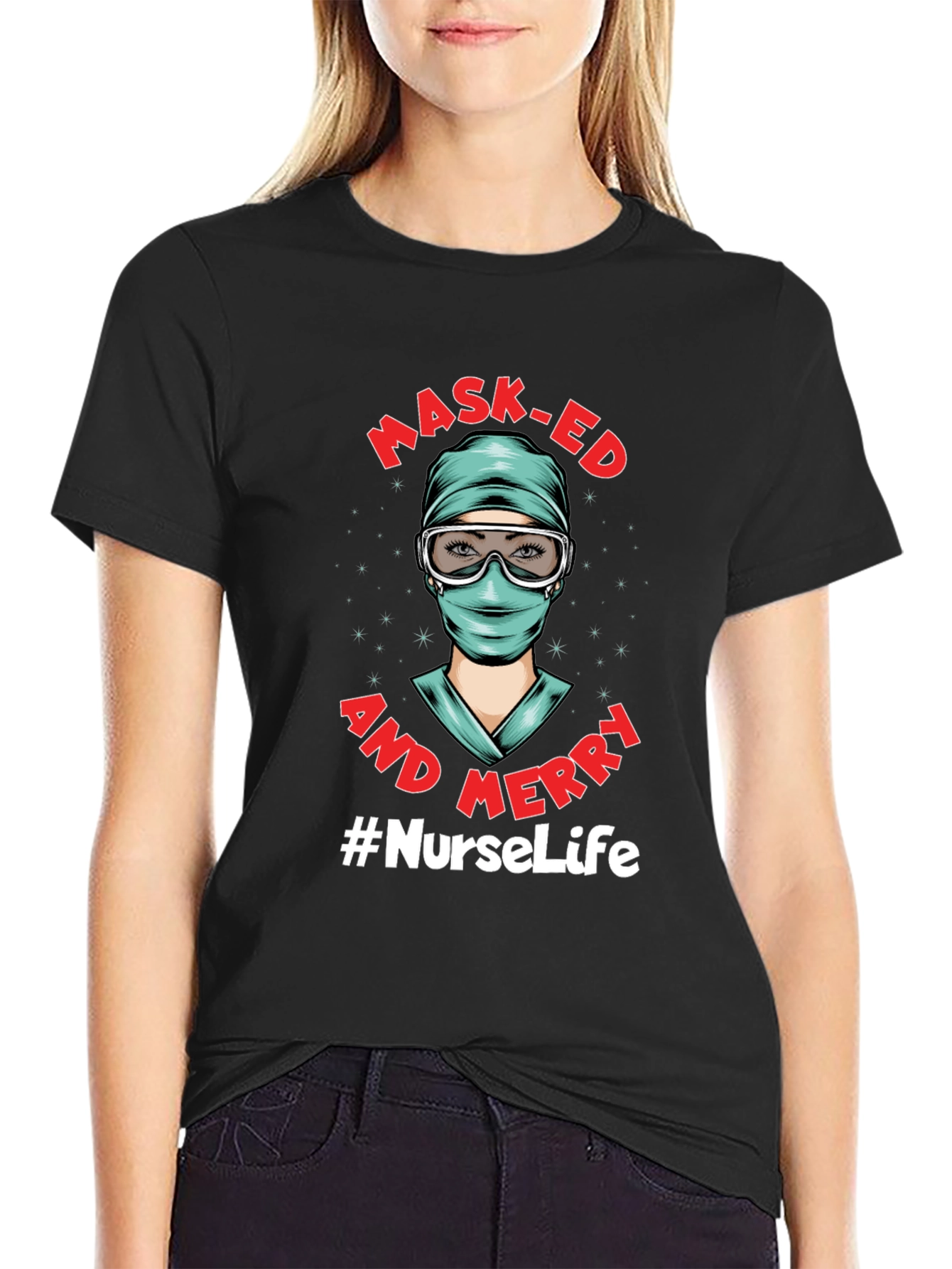 Masked and Merry #NurseLife T-Shirt