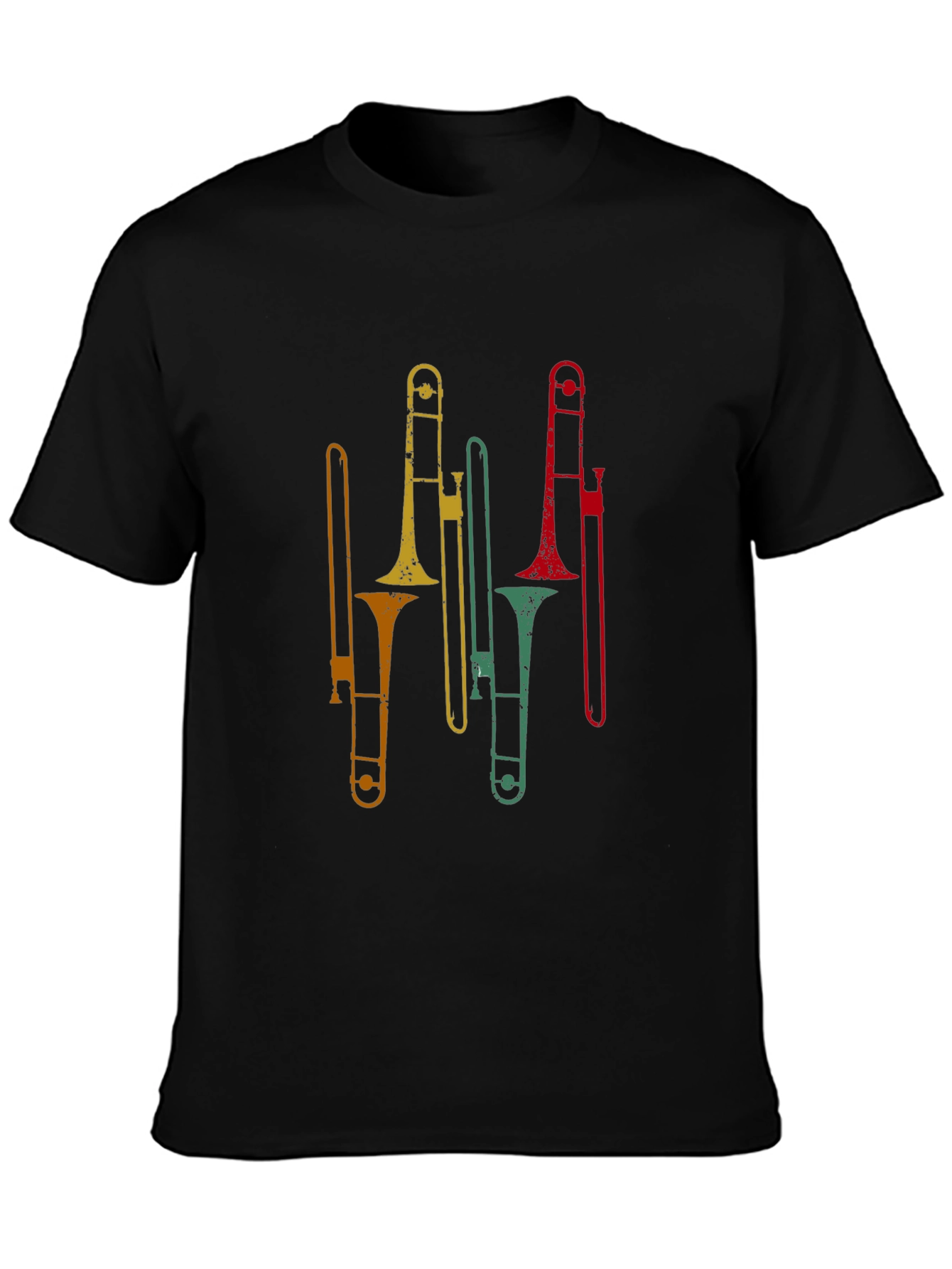 Retro Trombone Graphic Tee - Black