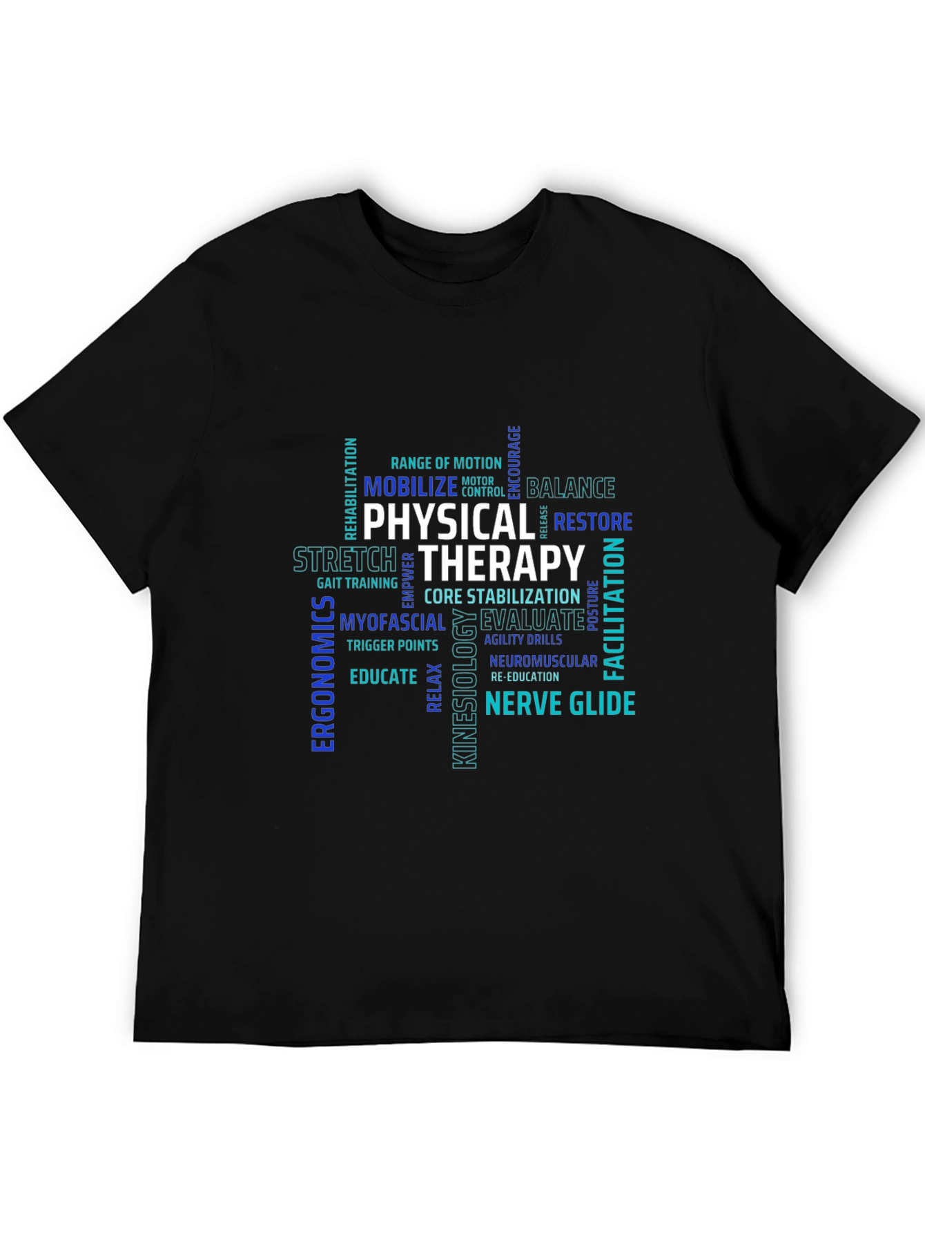 Physical Therapy Word Art Black T-Shirt
