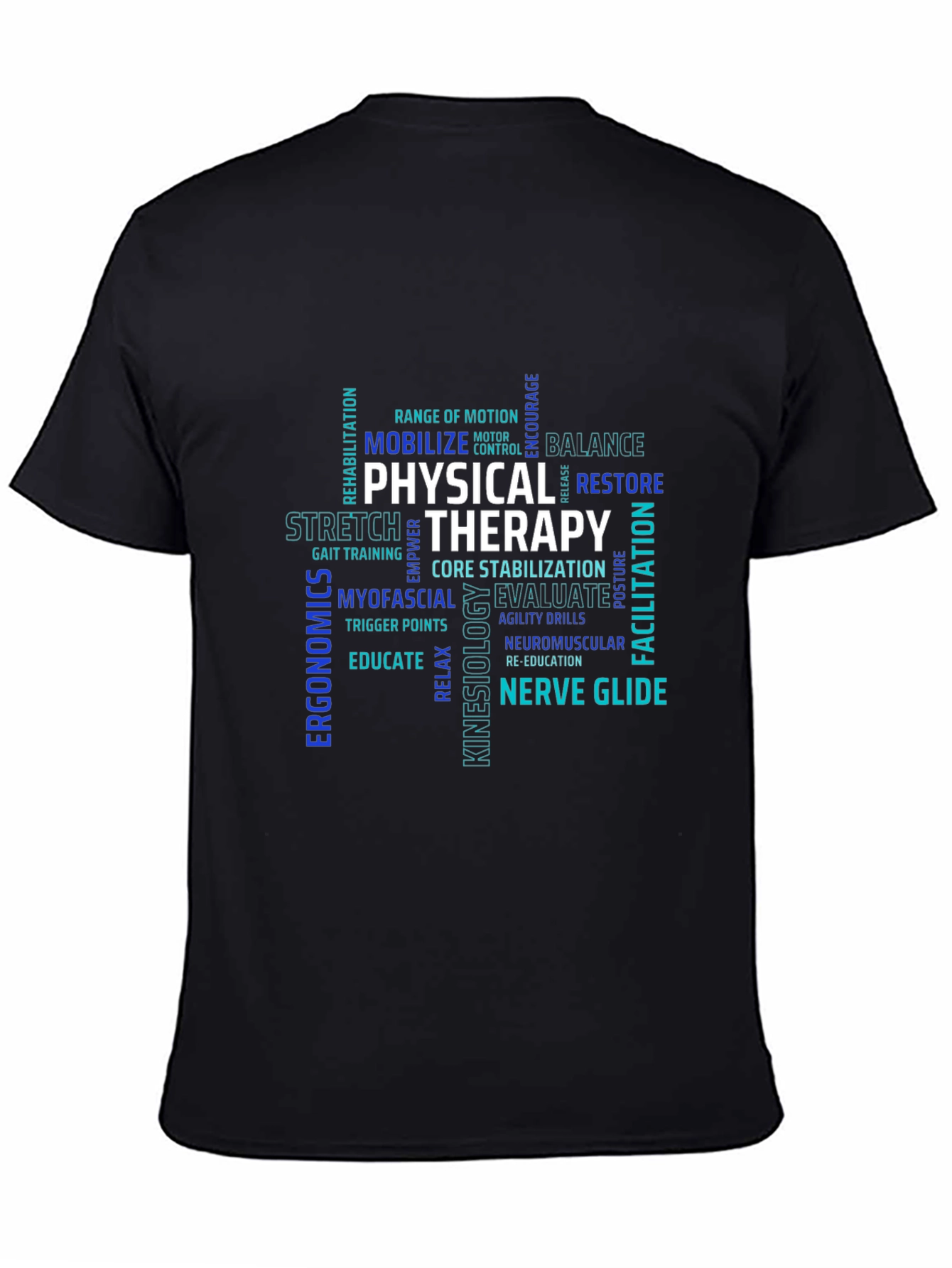 Physical Therapy Word Art Black T-Shirt