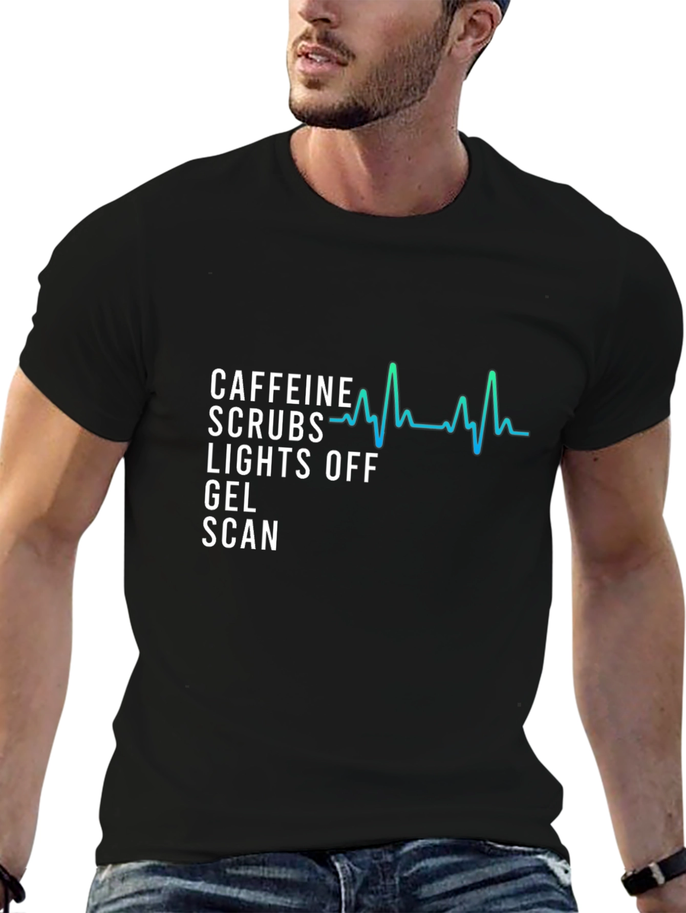 Caffeine Scrubs Lights Off T-Shirt - Scan Tech