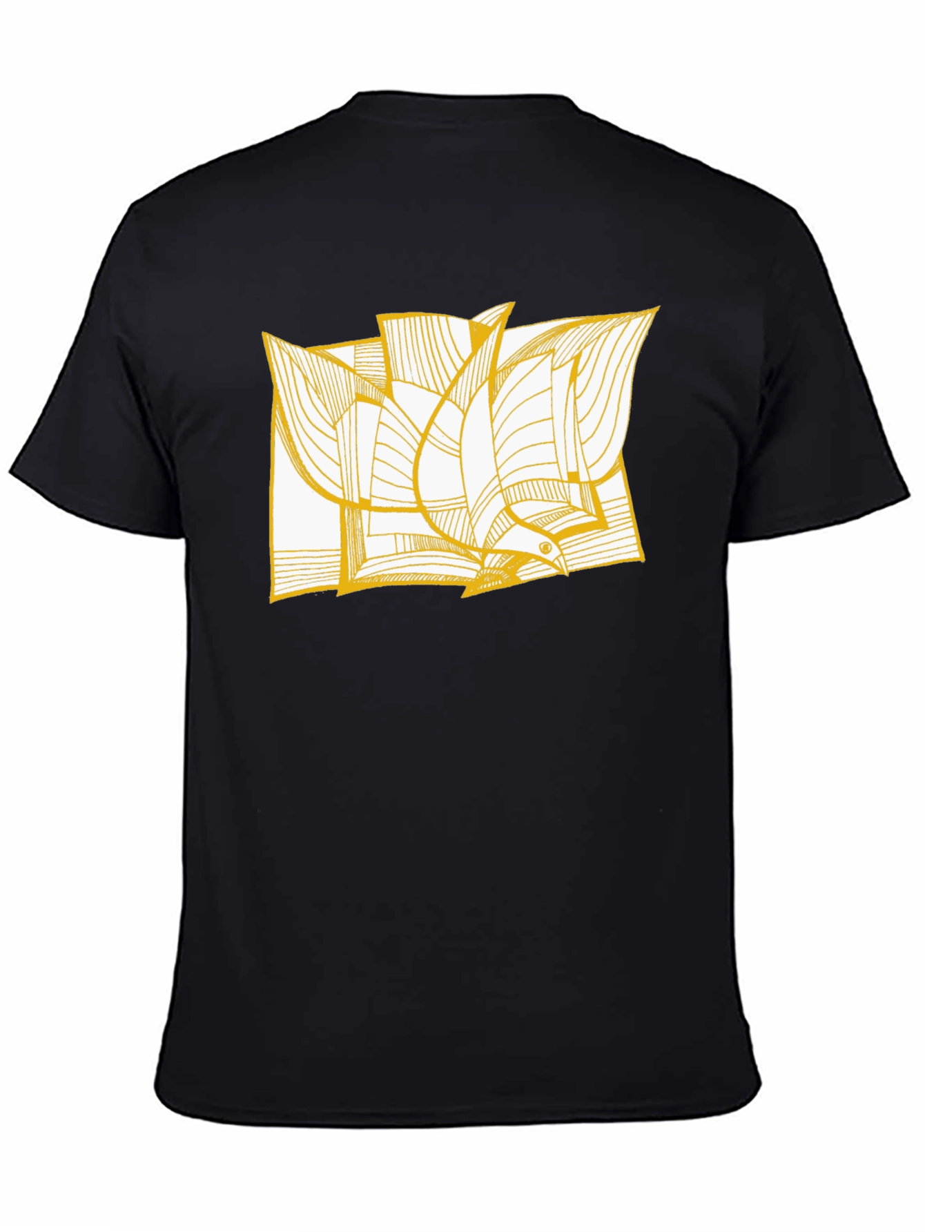 Abstract Bird Print Black Tee