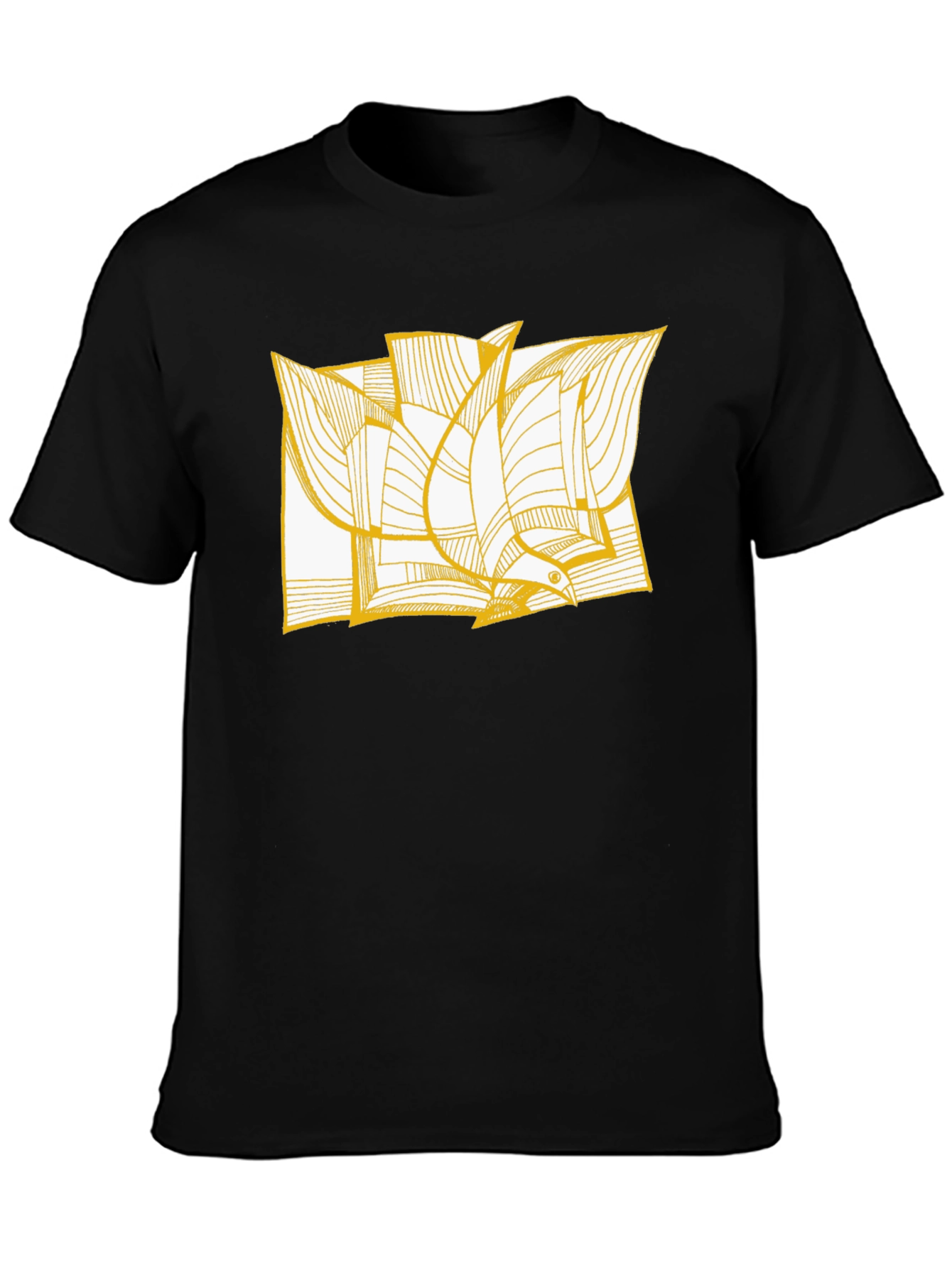 Abstract Bird Print Black Tee
