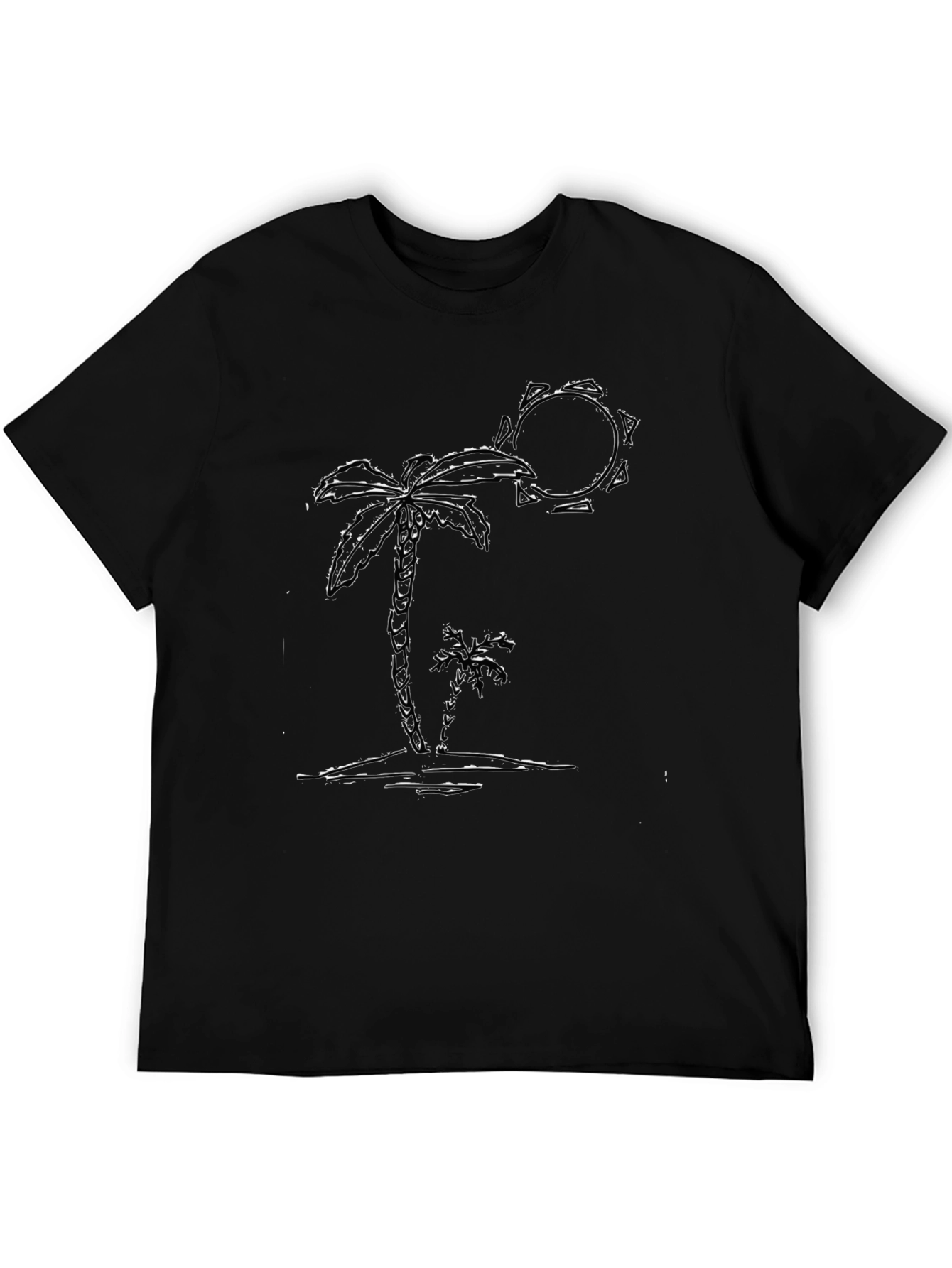 Palm Tree Sketch Graphic Black Tee