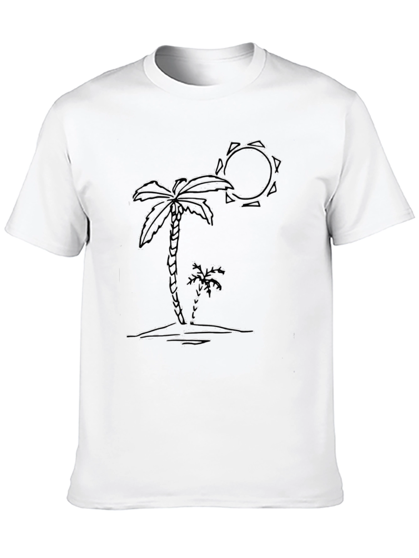 Palm Tree Sketch Graphic Black Tee